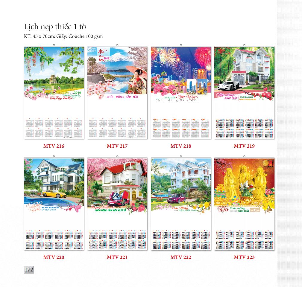 Mẫu lịch 1 tờ, in lịch 1 tờ