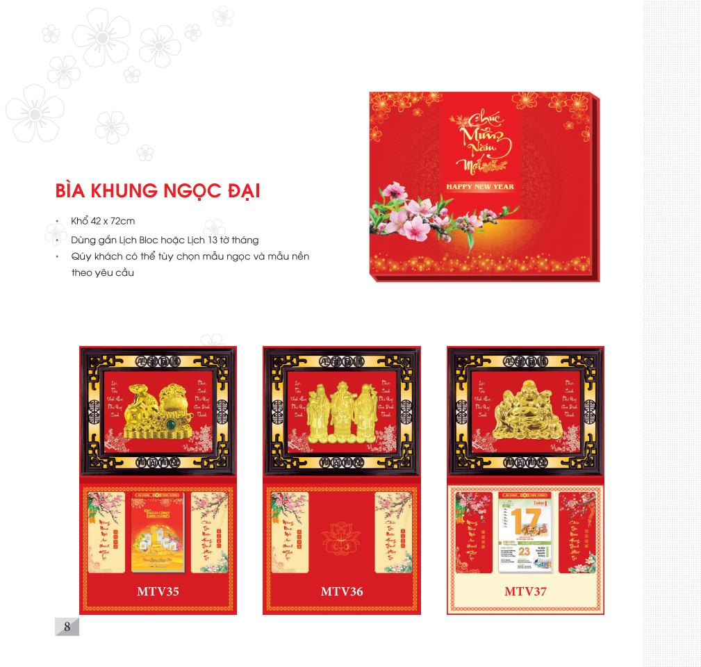 Mẫu Bìa Lịch - Khung Ngọc gắn bloc