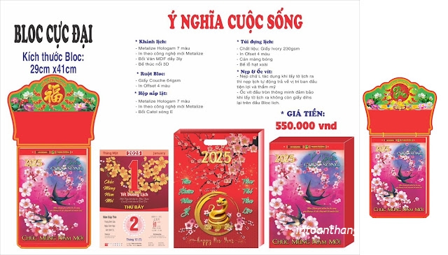 In lịch tết - Mẫu lịch Bloc siêu cực đại 30X40cm