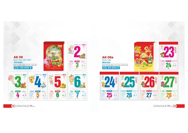 In lịch tết - Mẫu lịch Bloc Đại 14x20cm