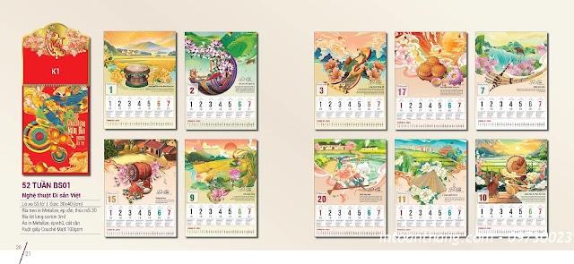 In lịch tết - Mẫu lịch bloc 52 tuần