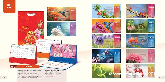In lịch tết - Mẫu lịch để bàn HOA