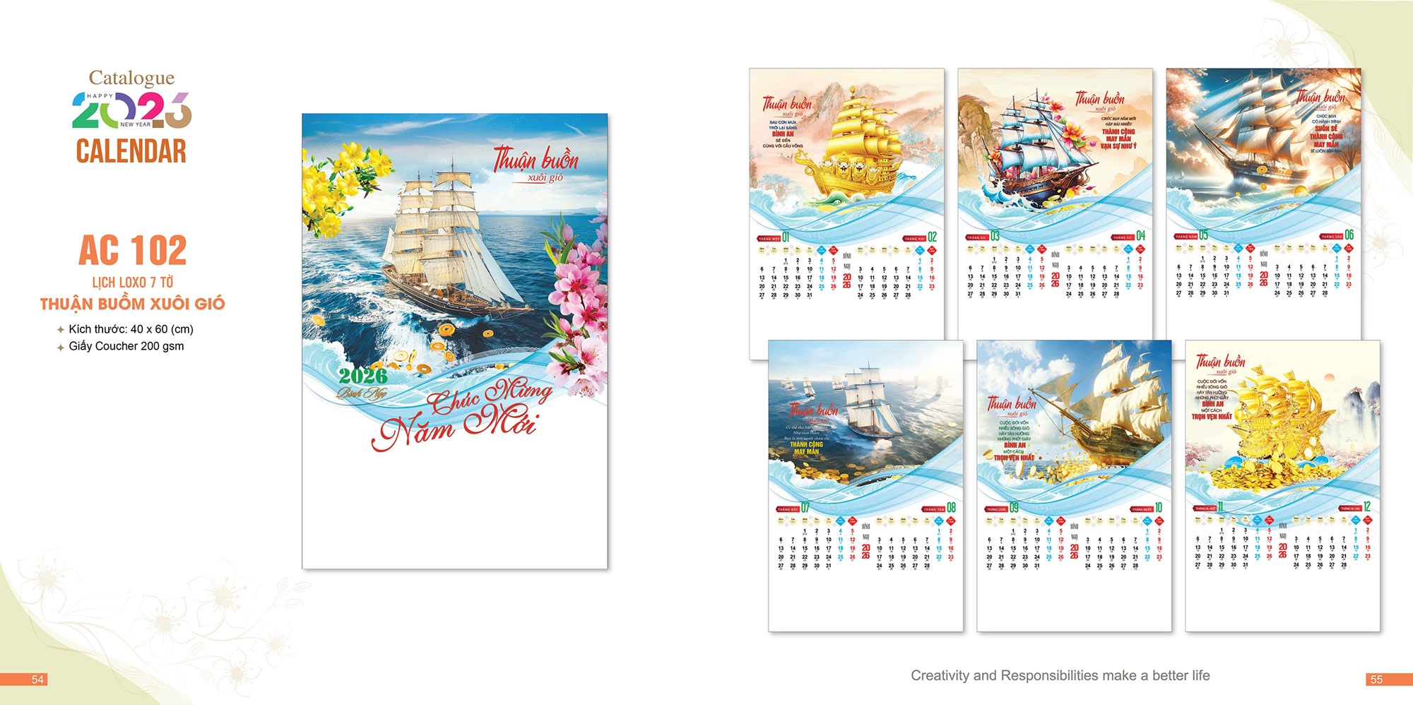 Lịch 7 Tờ 2026 – Chủ Đề THUẬN BUỒM XUÔI GIÓ, THÁC NƯỚC