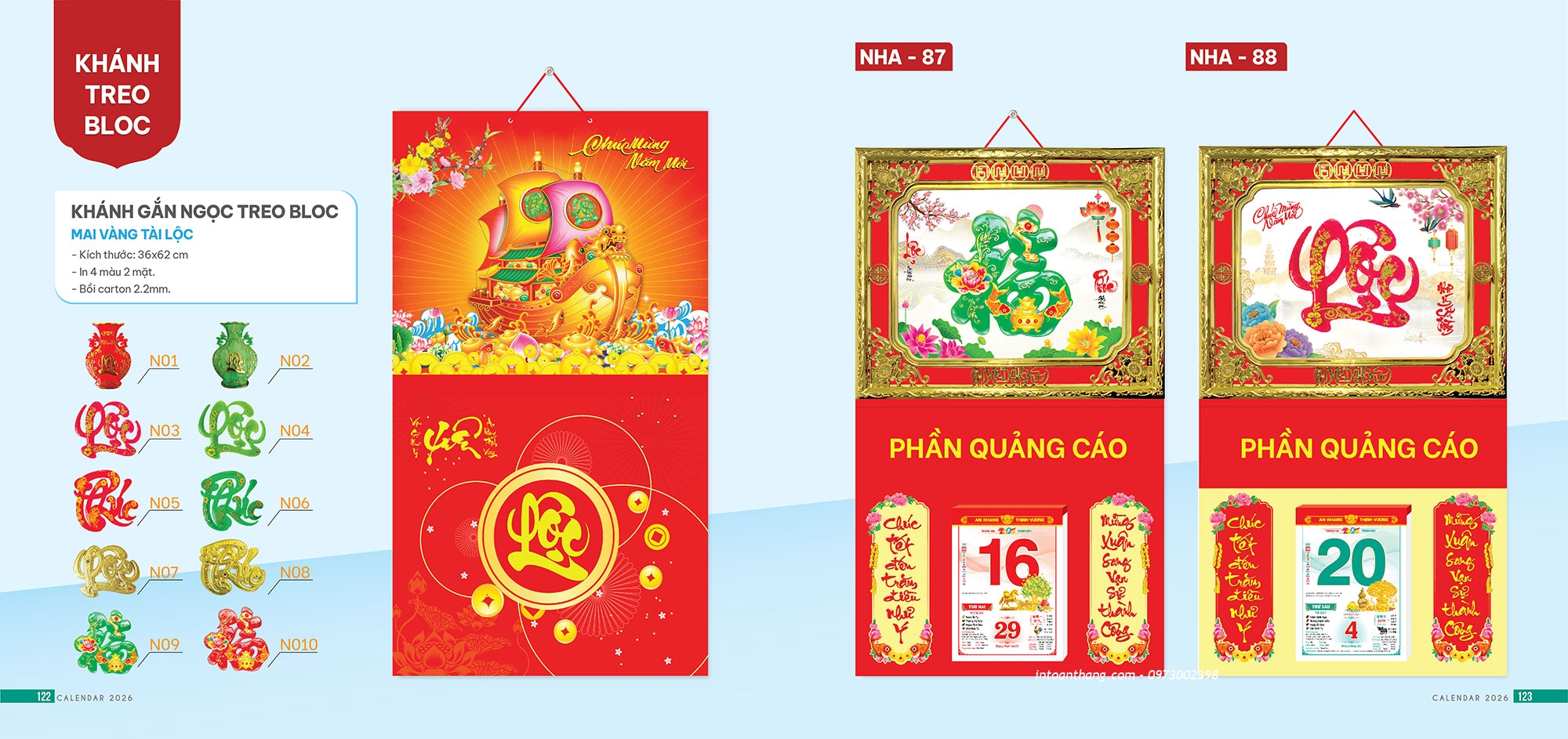 Mẫu Bìa Lịch Khung Ngọc Đại Gắn Bloc