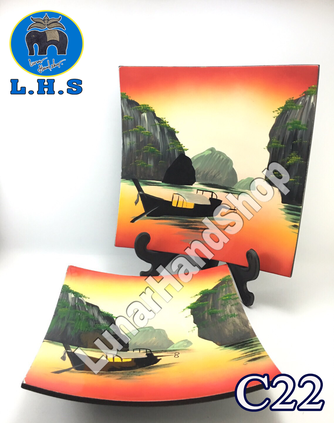 BAY AT SUNSET LACQUER PLATE