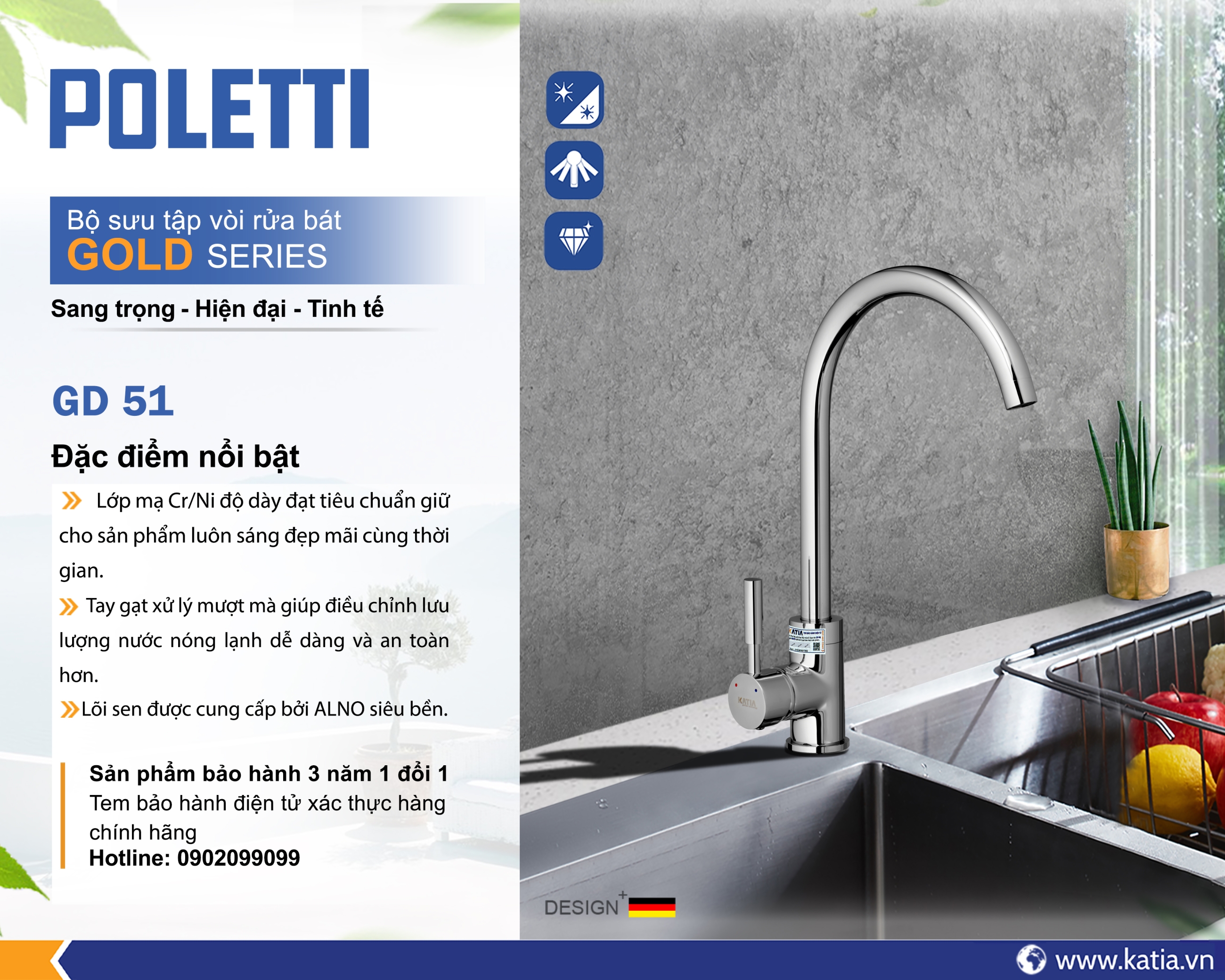 Vòi rửa bát cắm chậu GD51