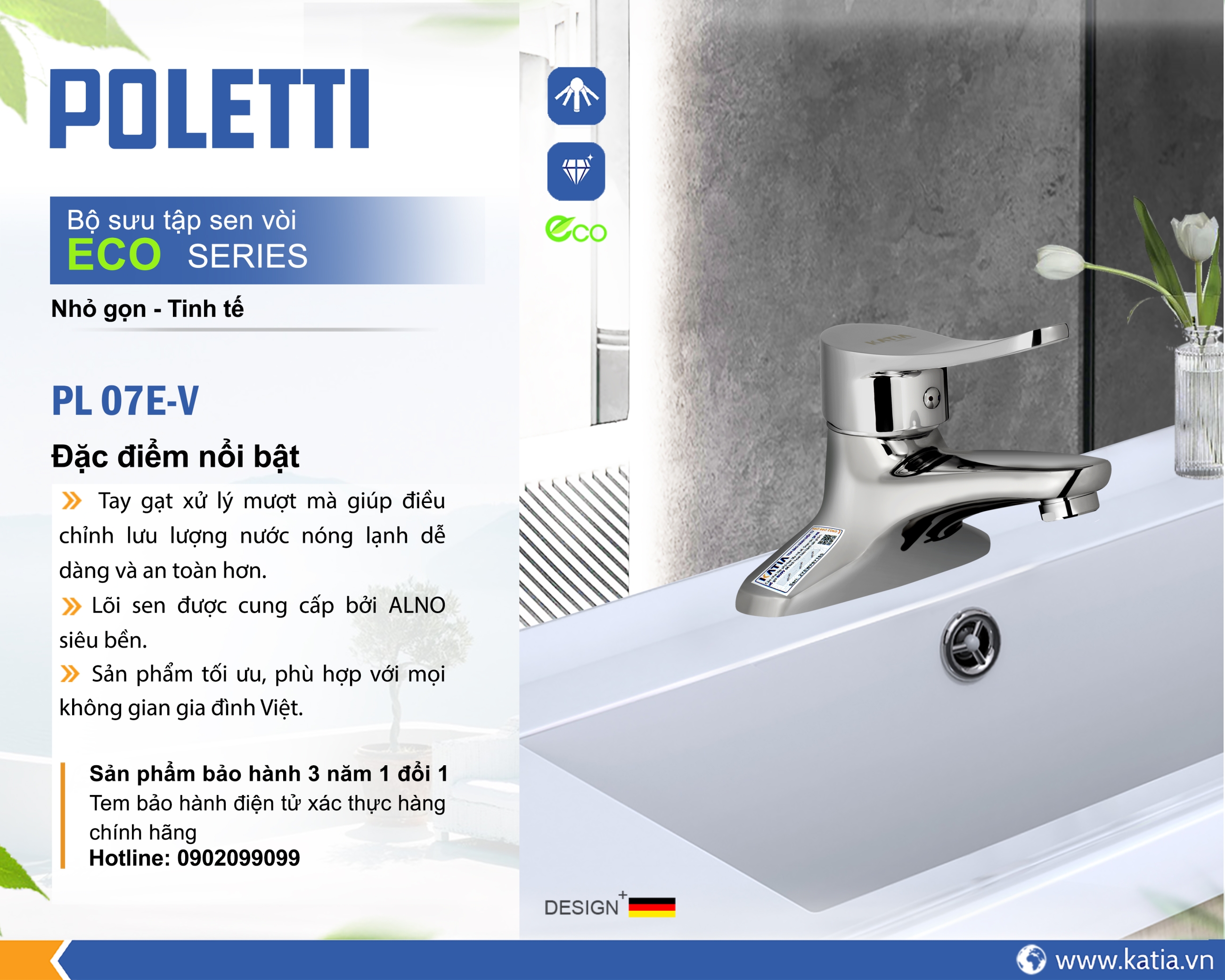 Vòi lavabo 2 chân PL07EV
