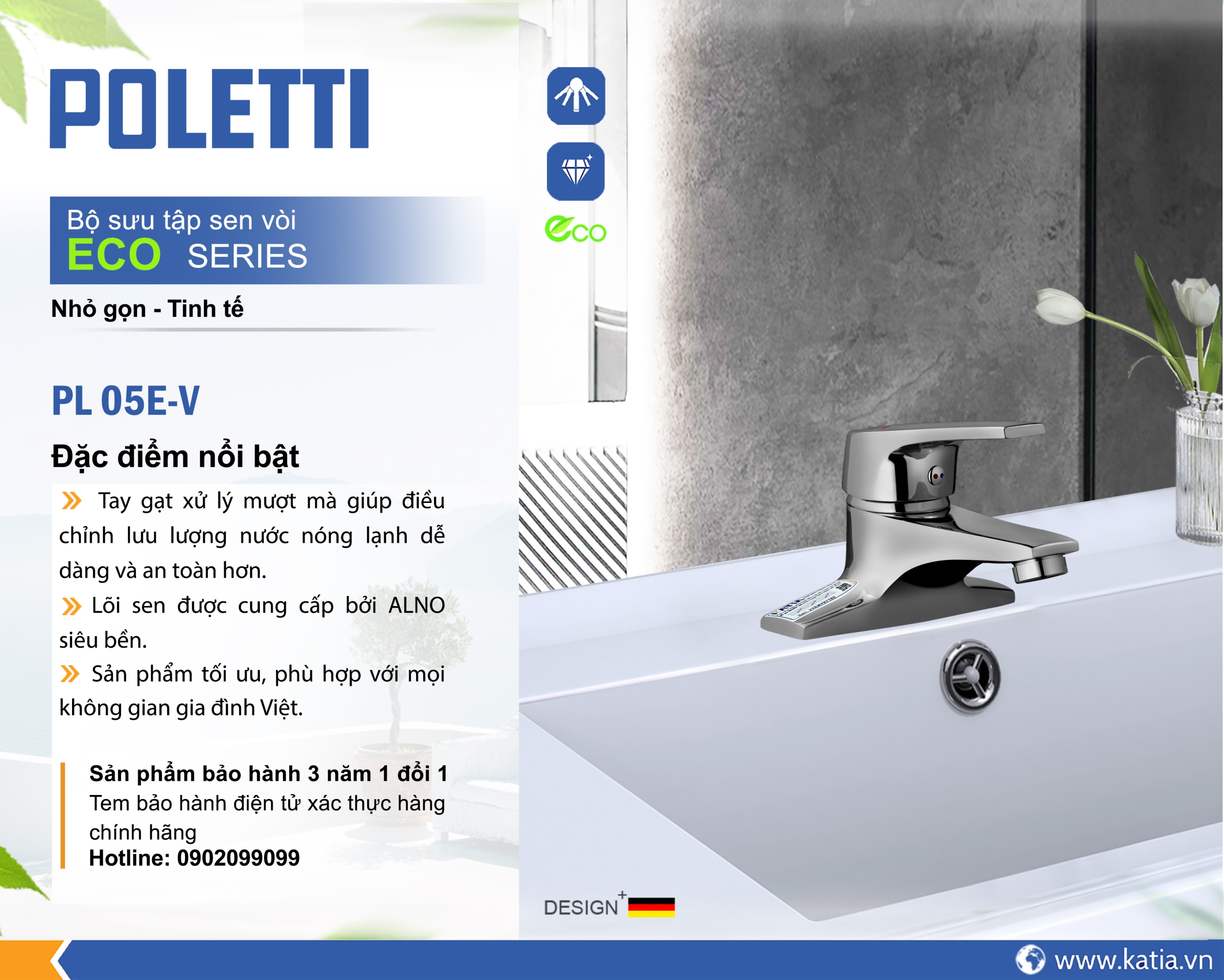 Vòi lavabo 2 chân PL05EV