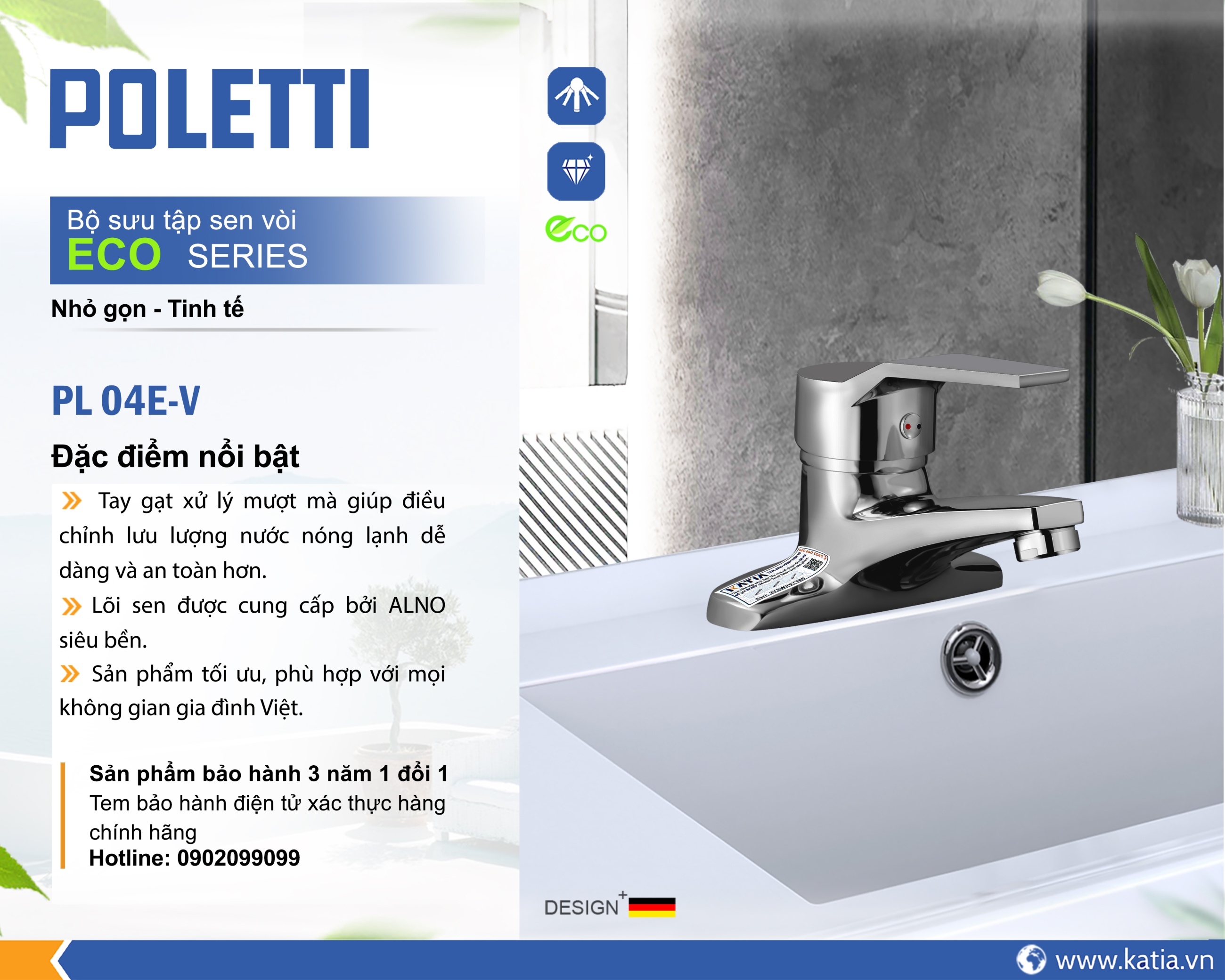 Vòi lavabo 2 chân PL04EV