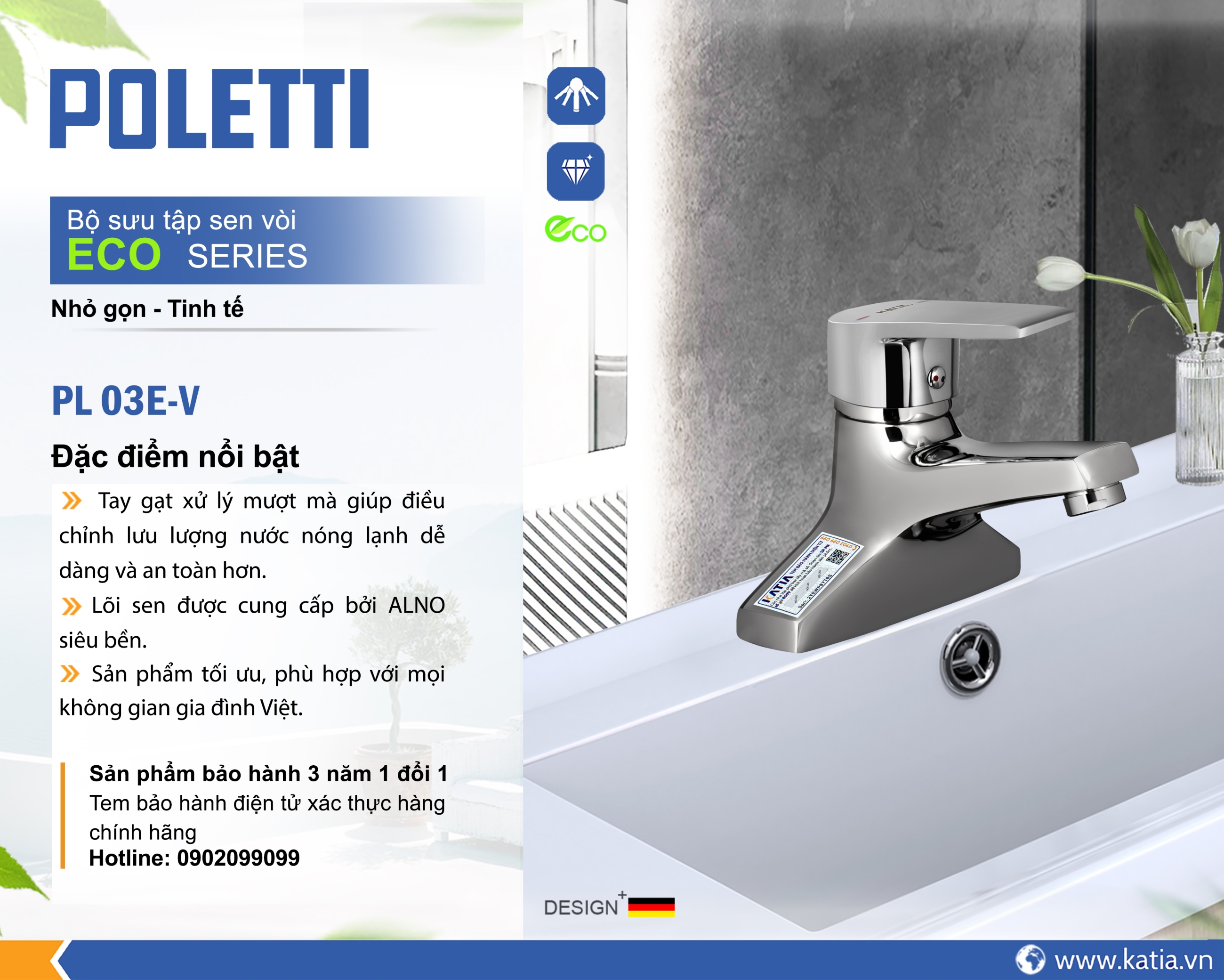 Vòi lavabo 2 chân PL03EV
