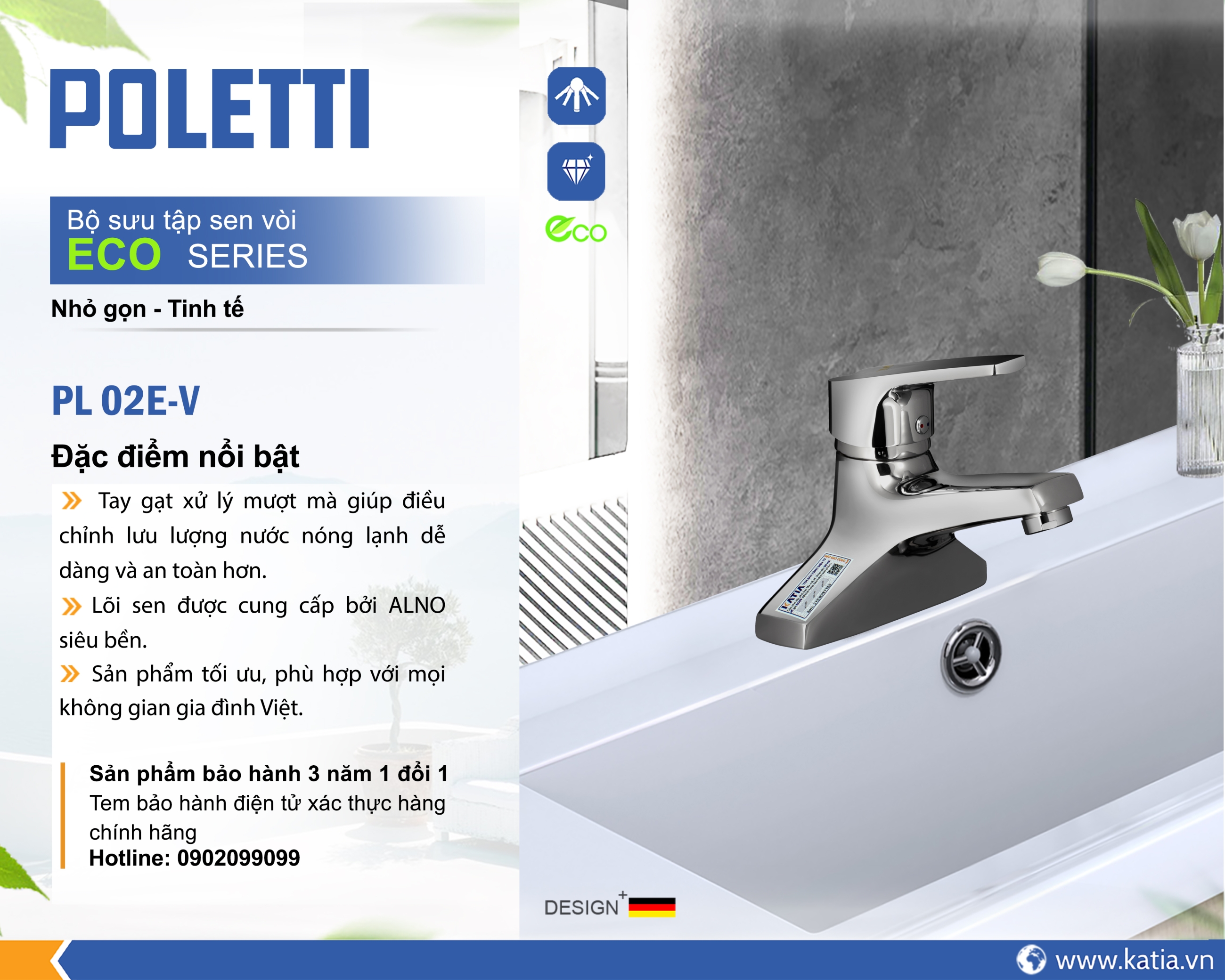 Vòi lavabo 2 chân PL02EV