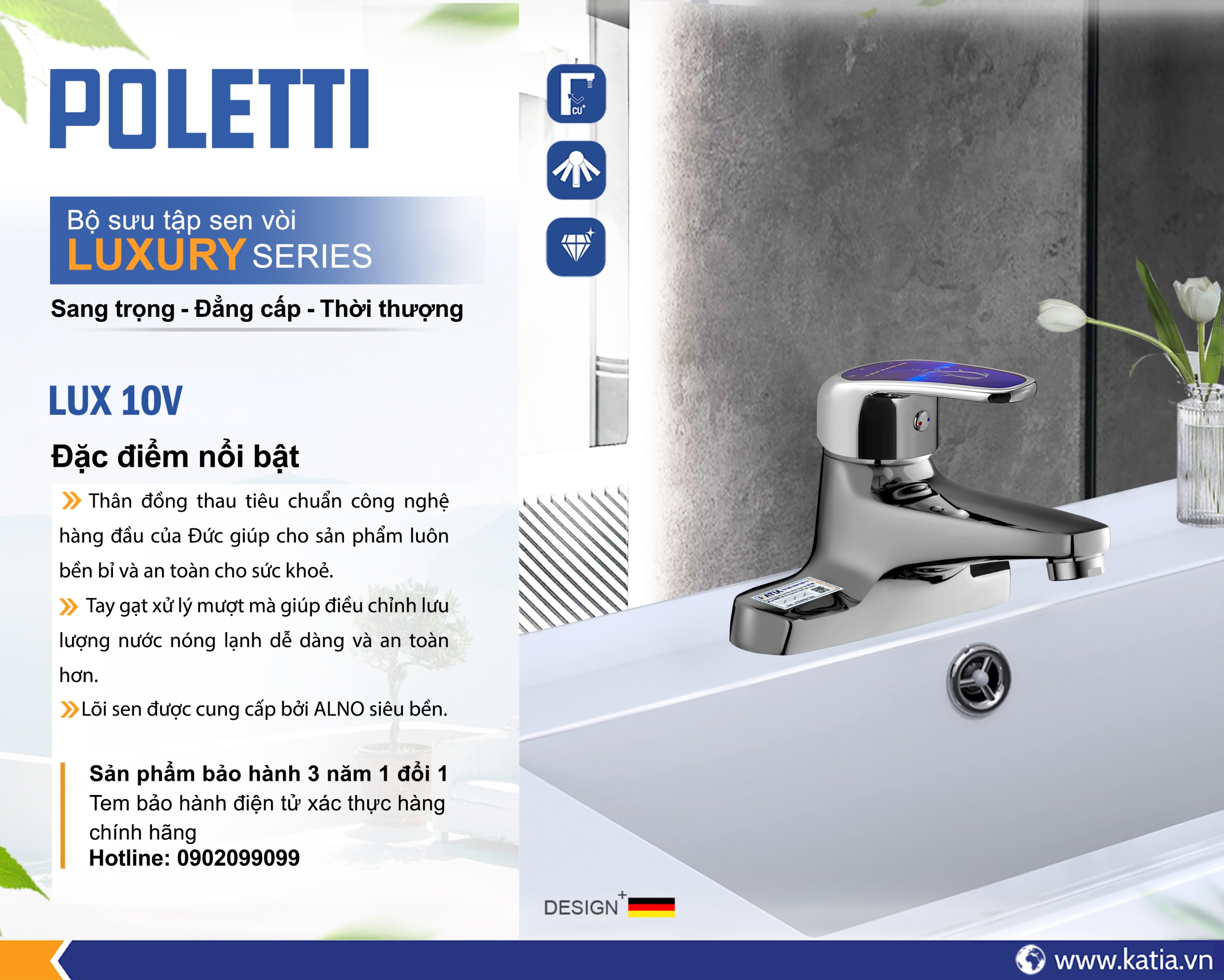 Vòi lavabo 2 chân LUX10V