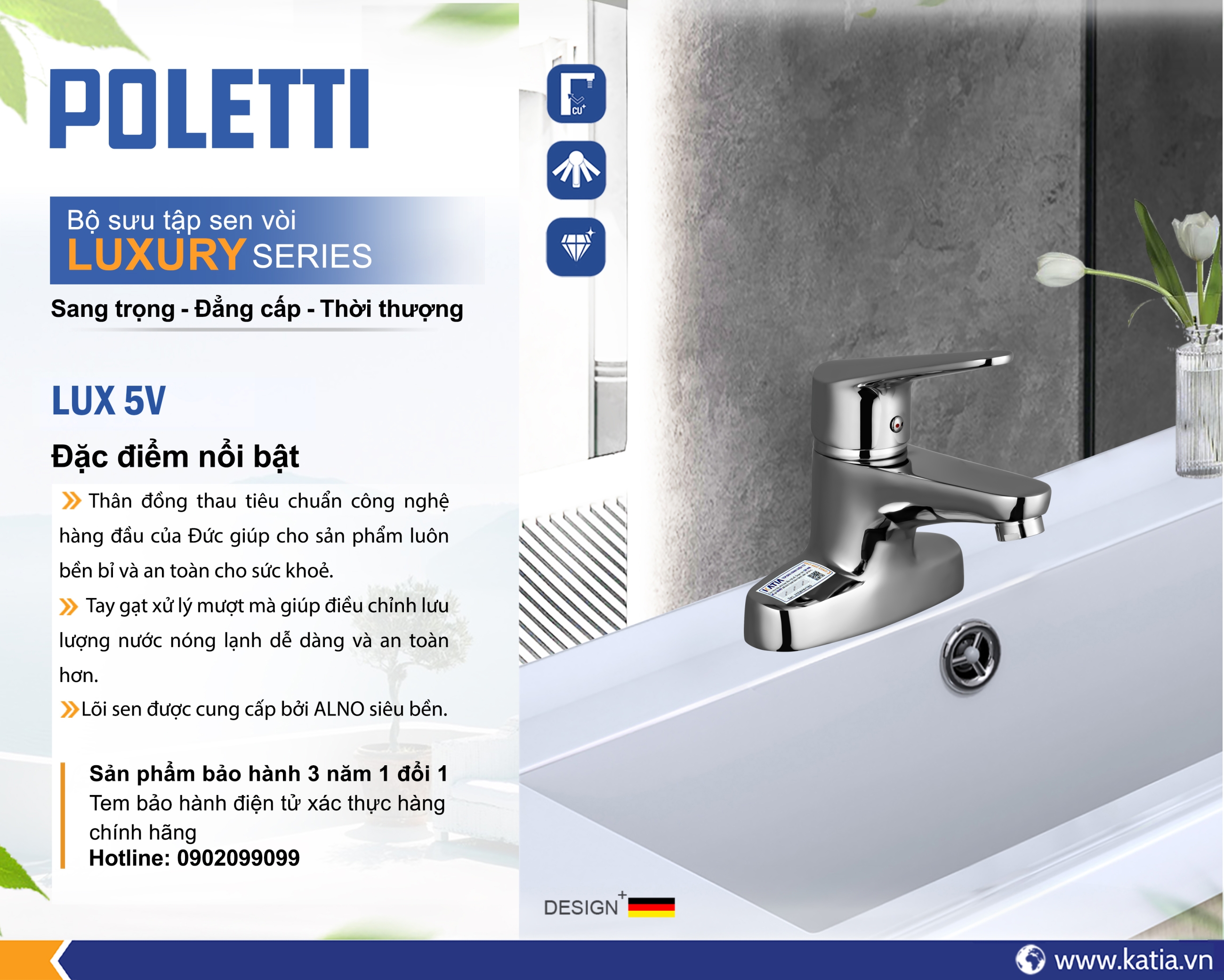 Vòi lavabo 2 chân LUX5V