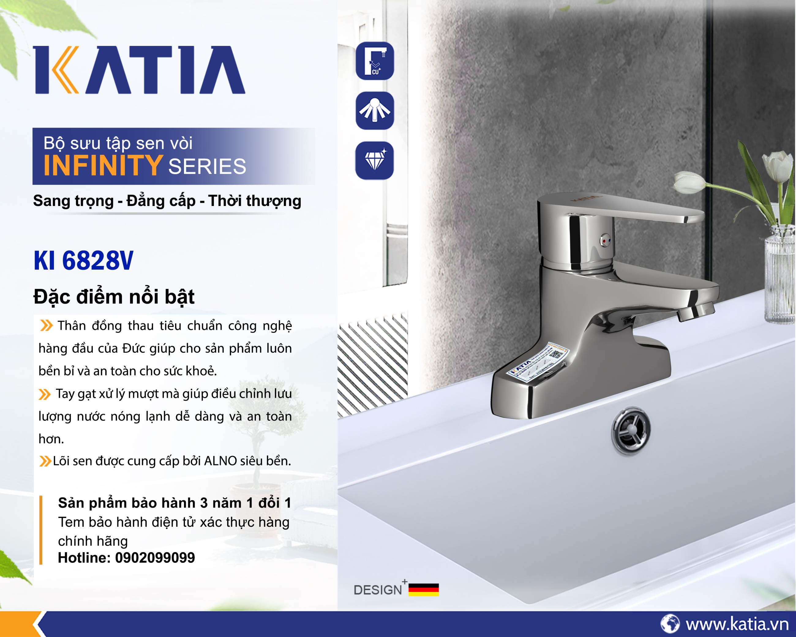 Vòi lavabo 2 chân KI6828V