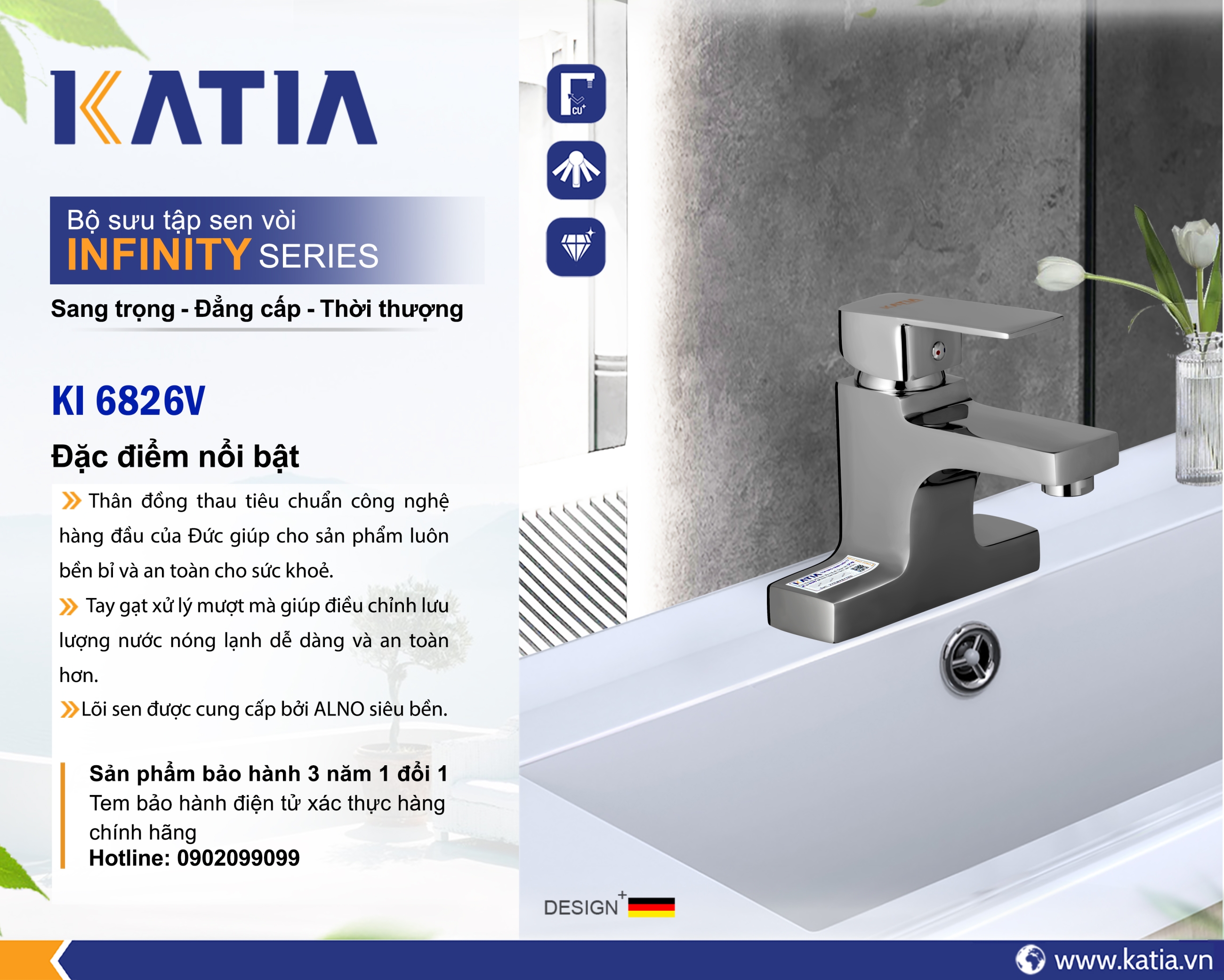 Vòi lavabo 2 chân KI6826V