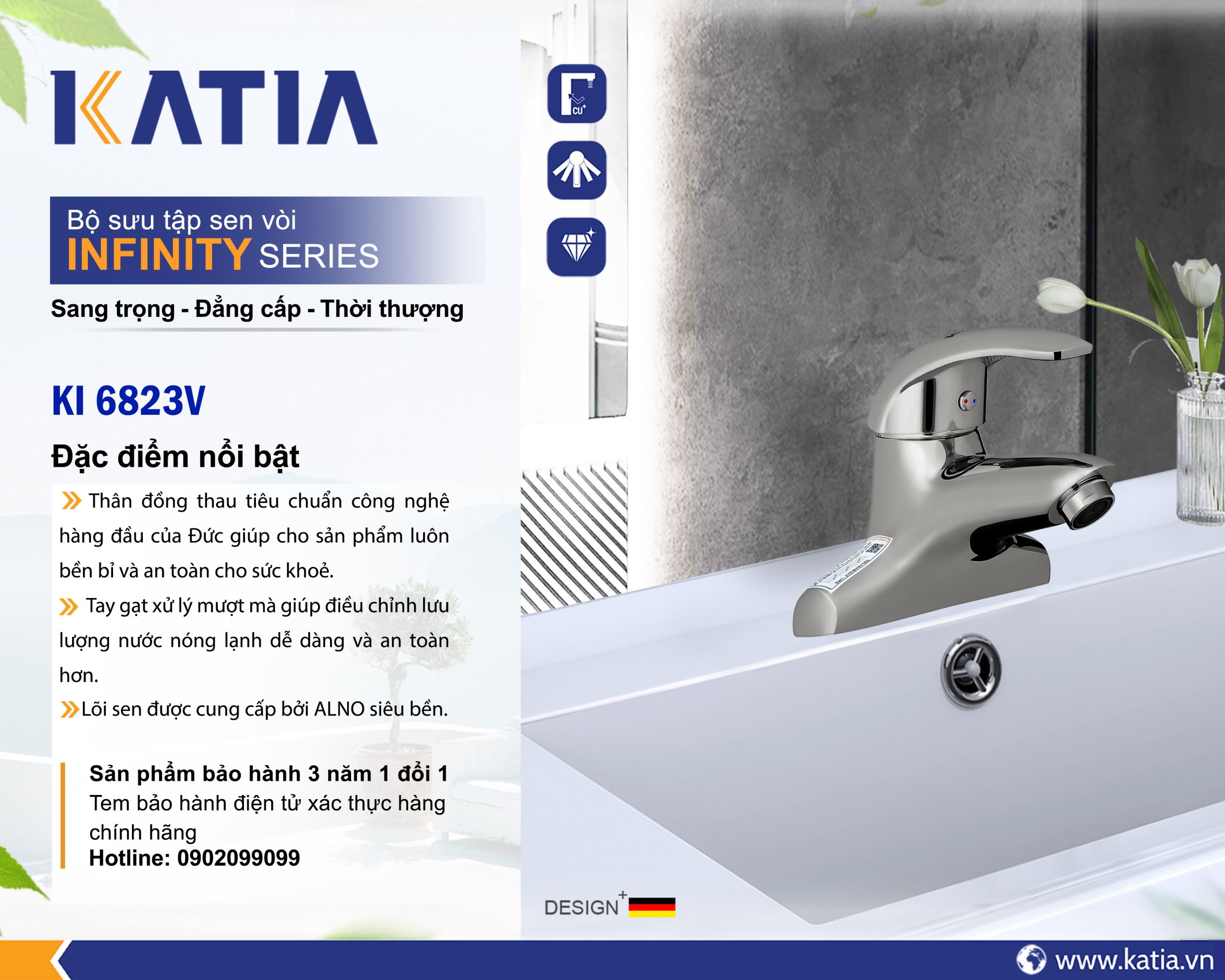 Vòi lavabo 2 chân KI6823V