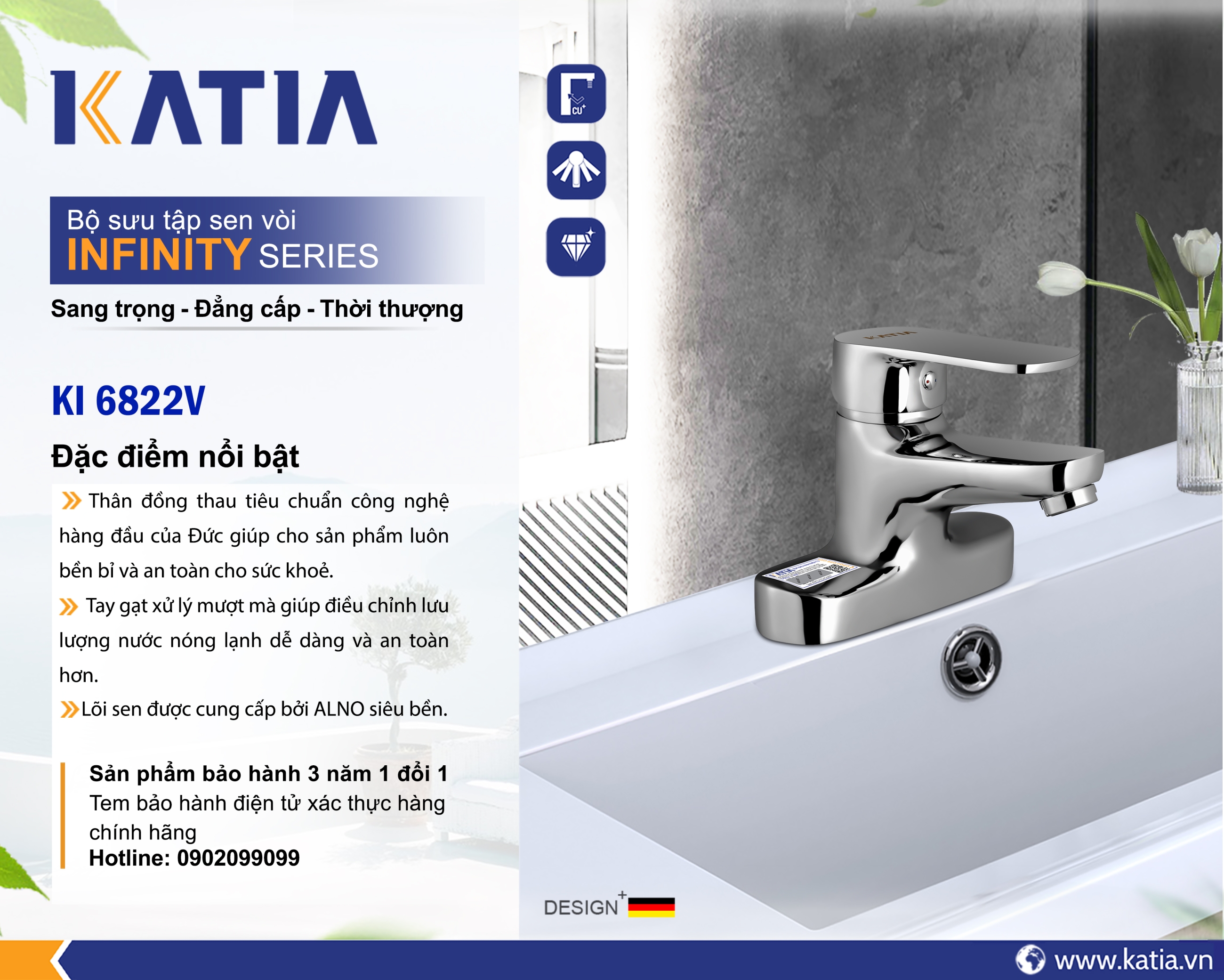 Vòi lavabo 2 chân KI6822V