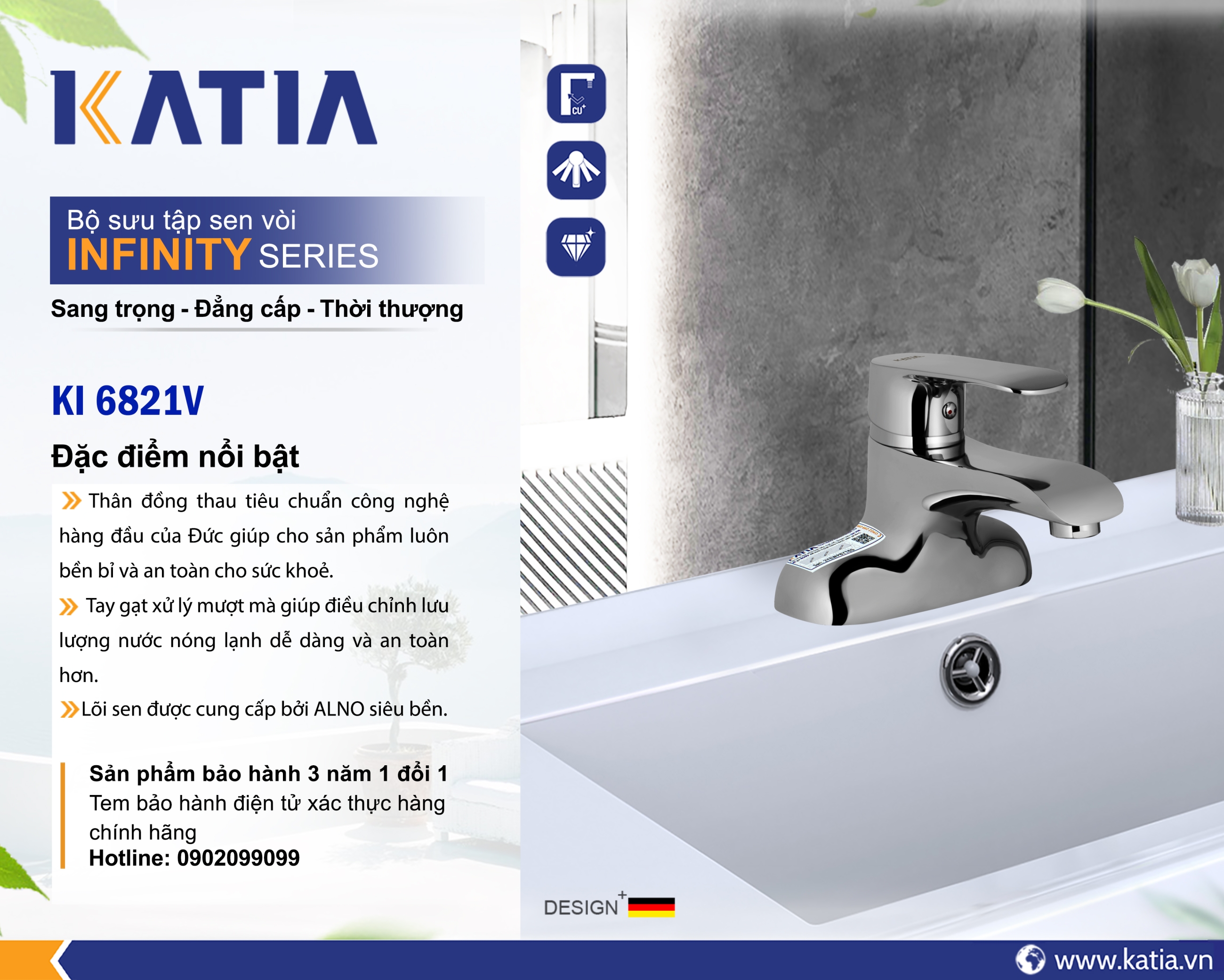 Vòi lavabo 2 chân KI6821V