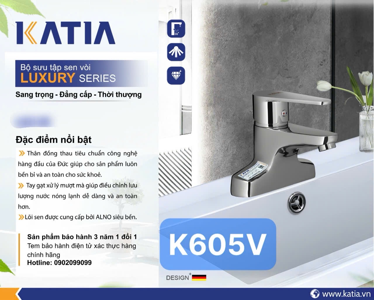 Vòi lavabo 2 chân K605V
