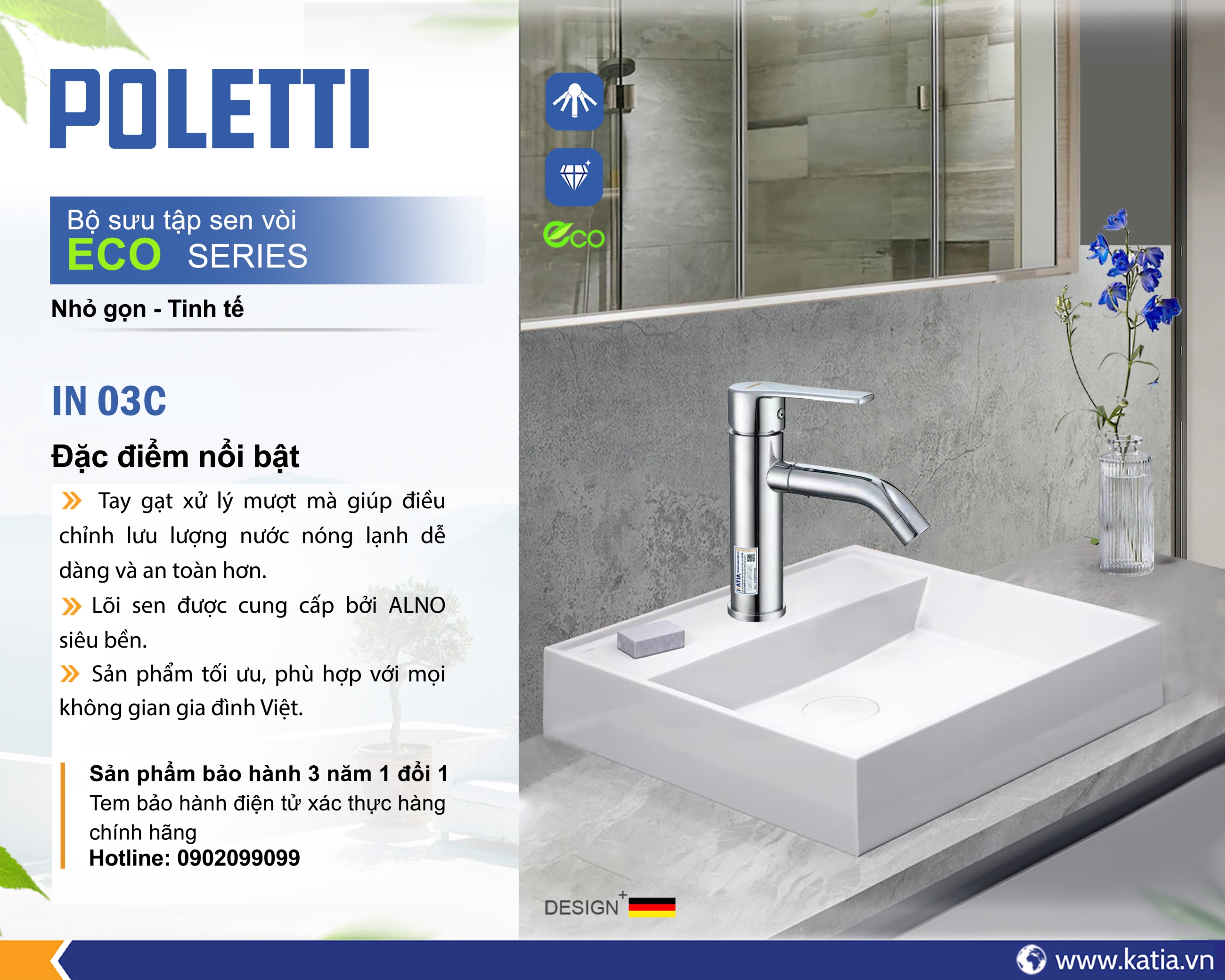 Vòi lavabo 1 chân IN03C