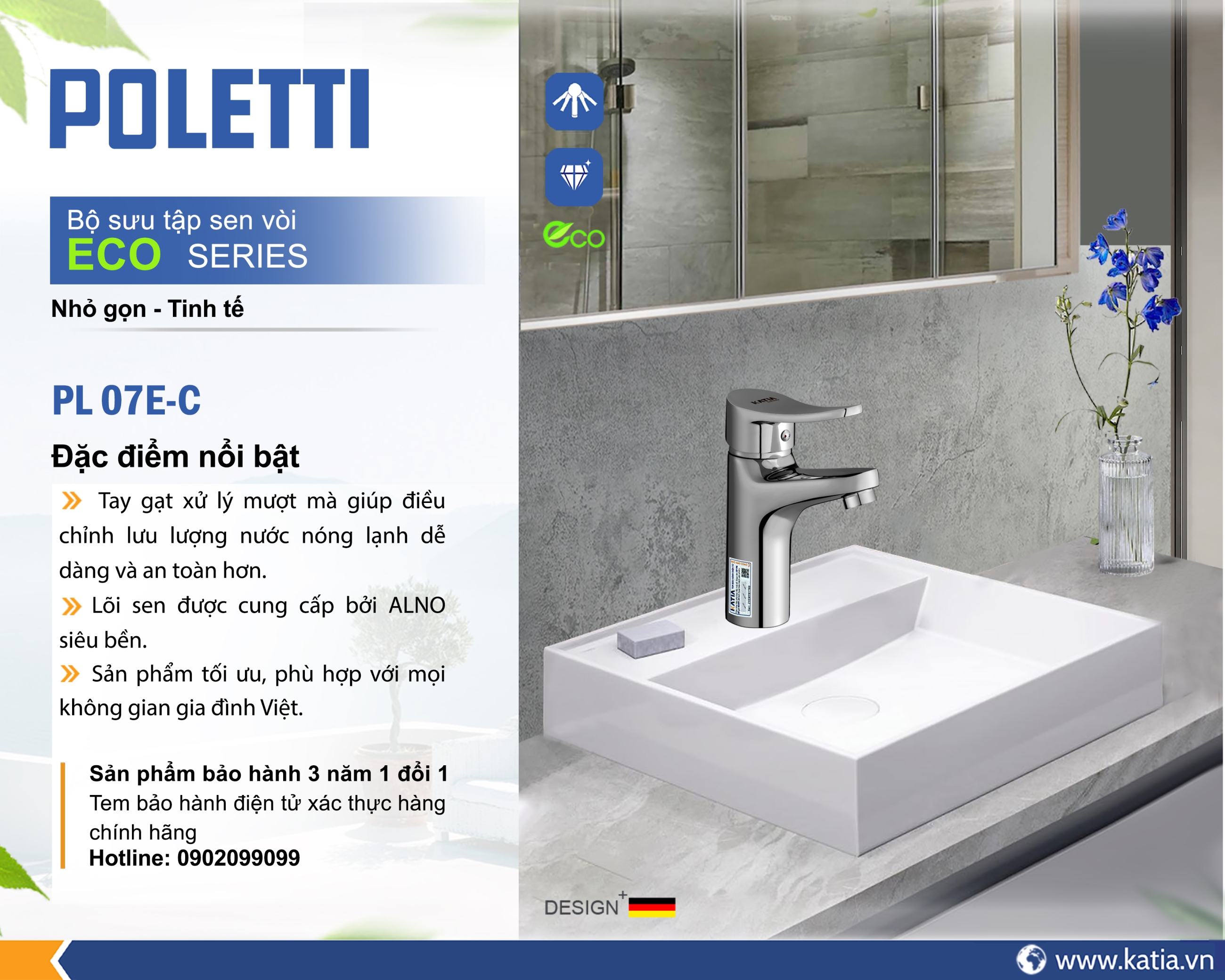 Vòi lavabo 1 chân PL07EC