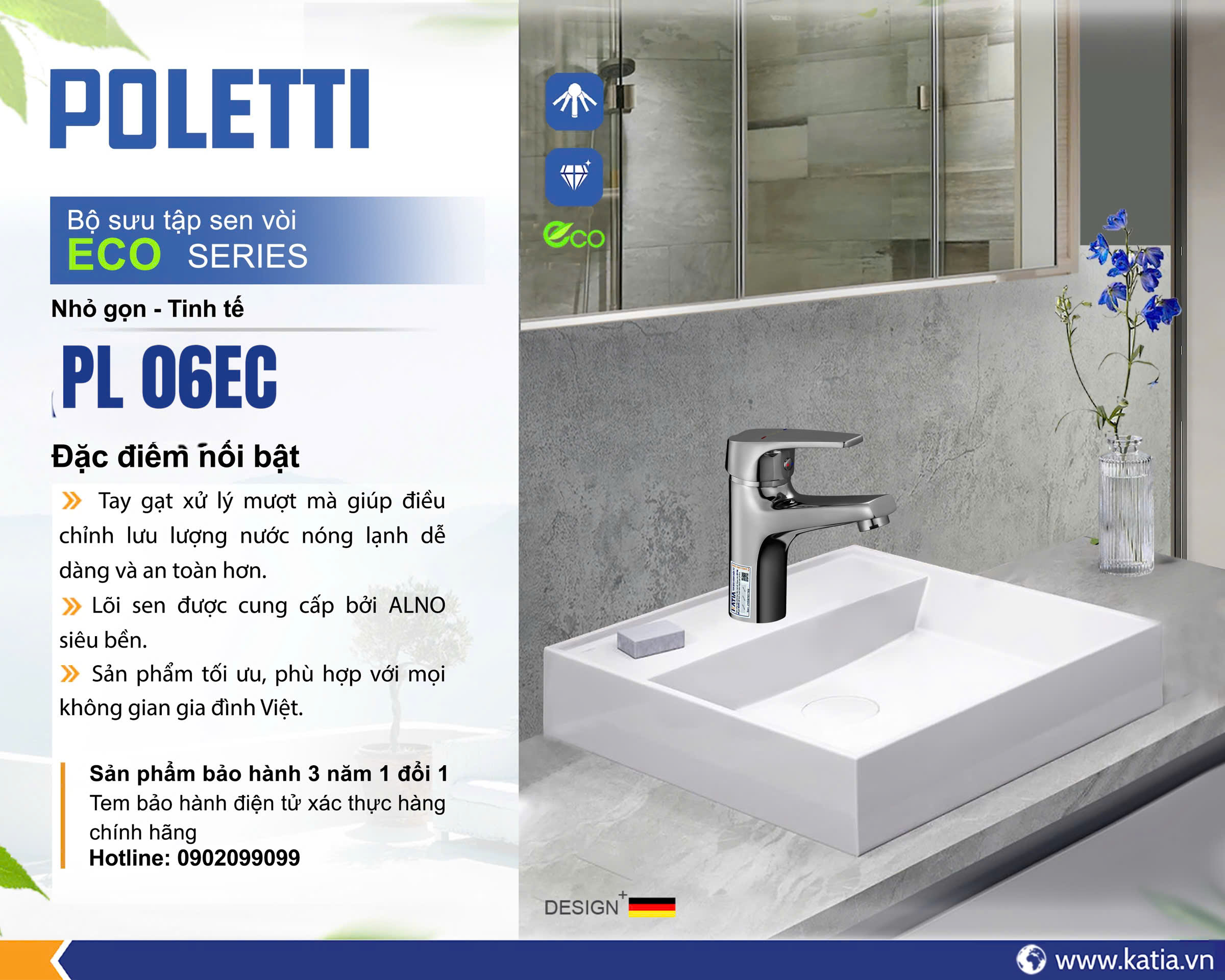 Vòi lavabo 1 chân PL06EC