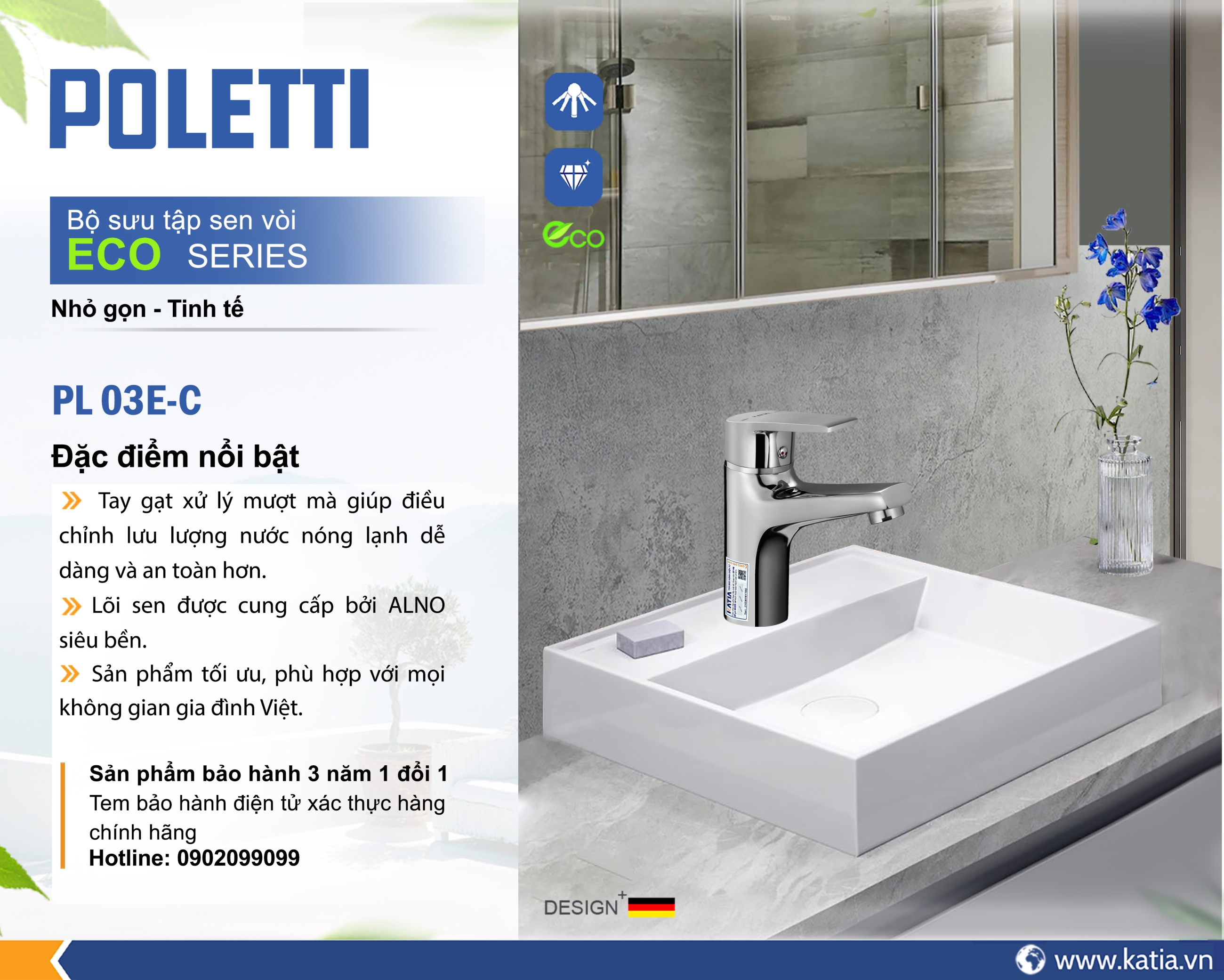 Vòi lavabo 1 chân PL03EC