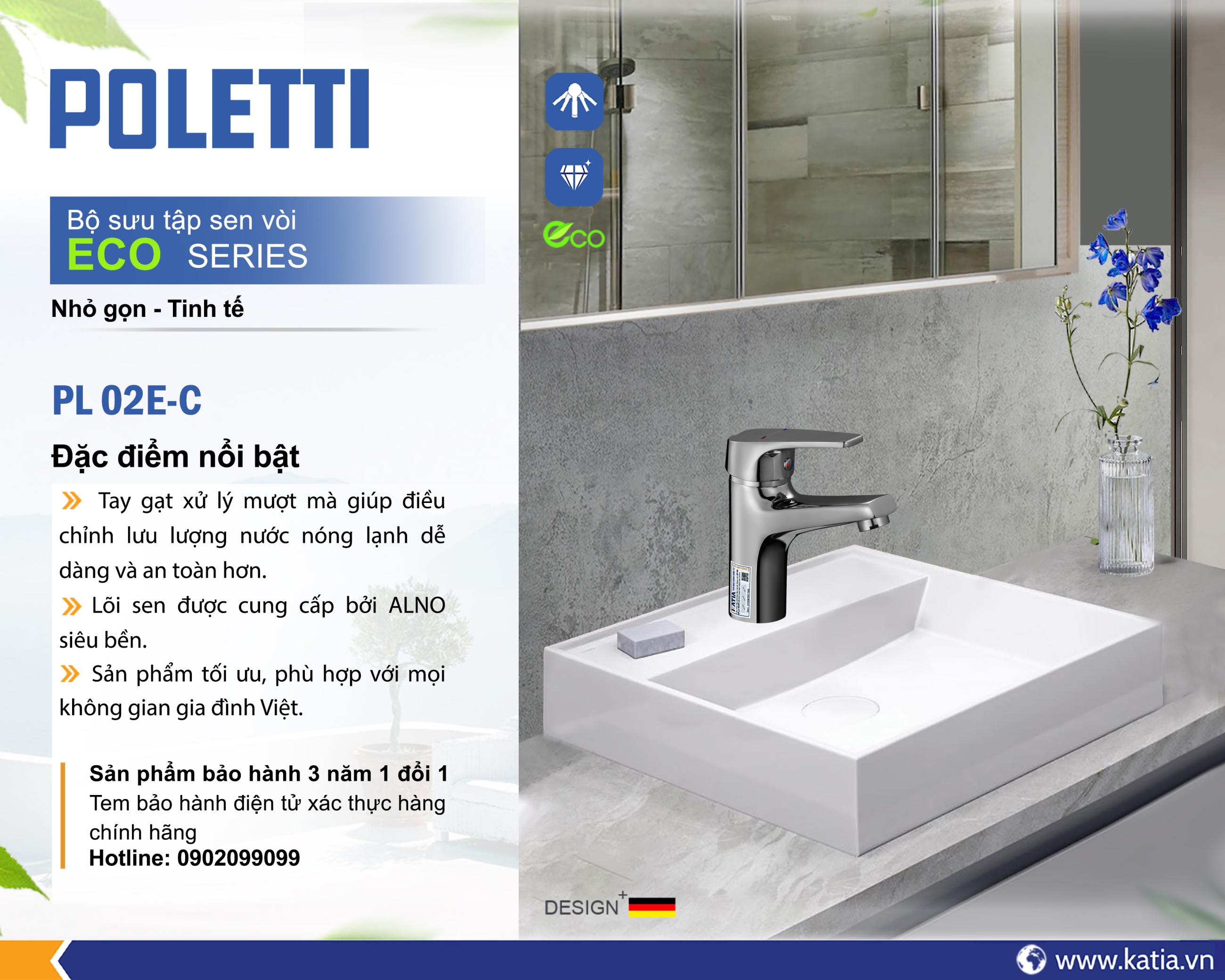Vòi lavabo 1 chân PL02EC
