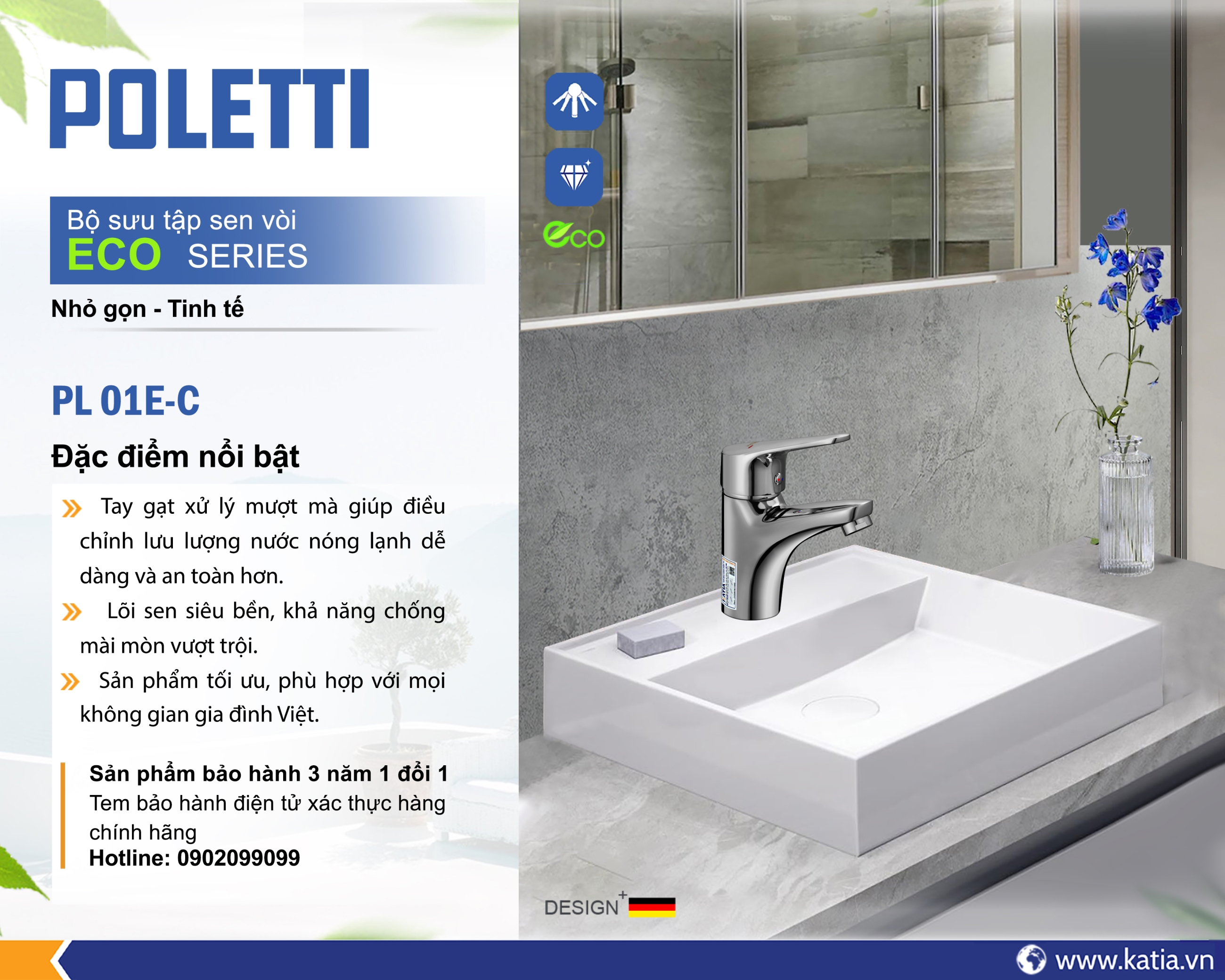 Vòi lavabo 1 chân PL01EC