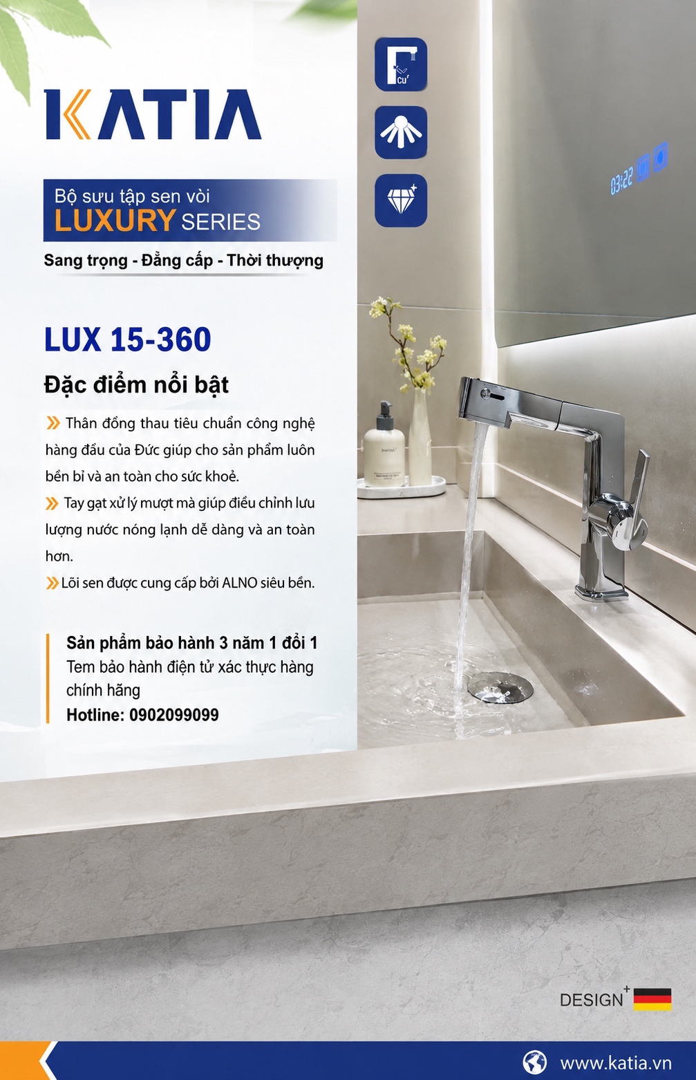 Vòi lavabo 1 chân LUX15-360