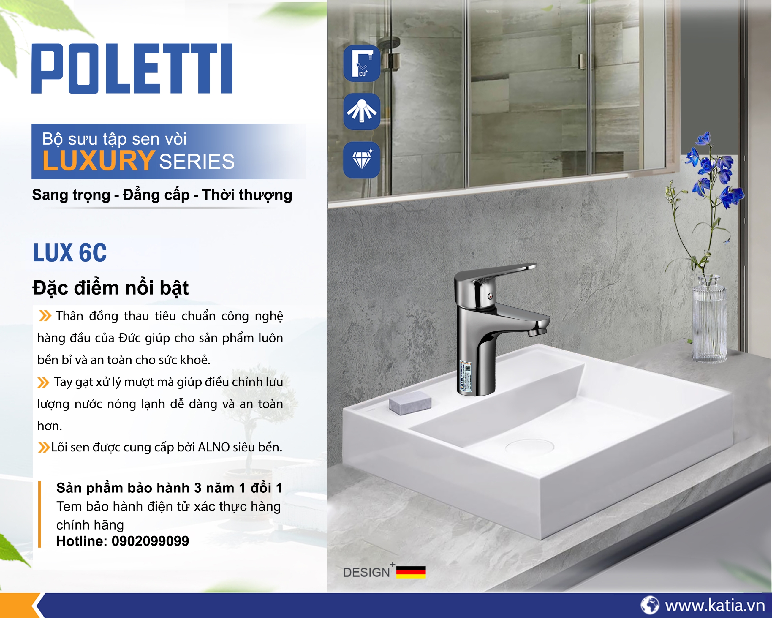 Vòi lavabo 1 chân LUX6C