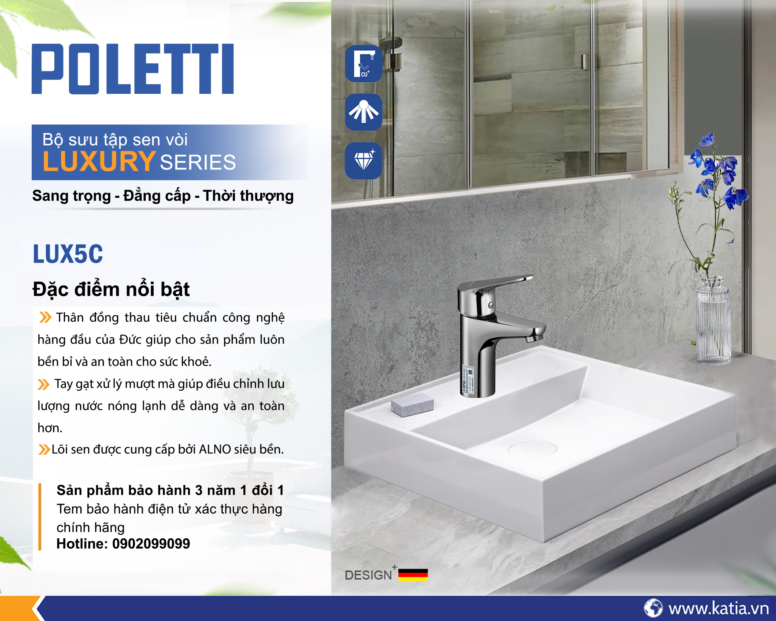 Vòi lavabo 1 chân LUX5C