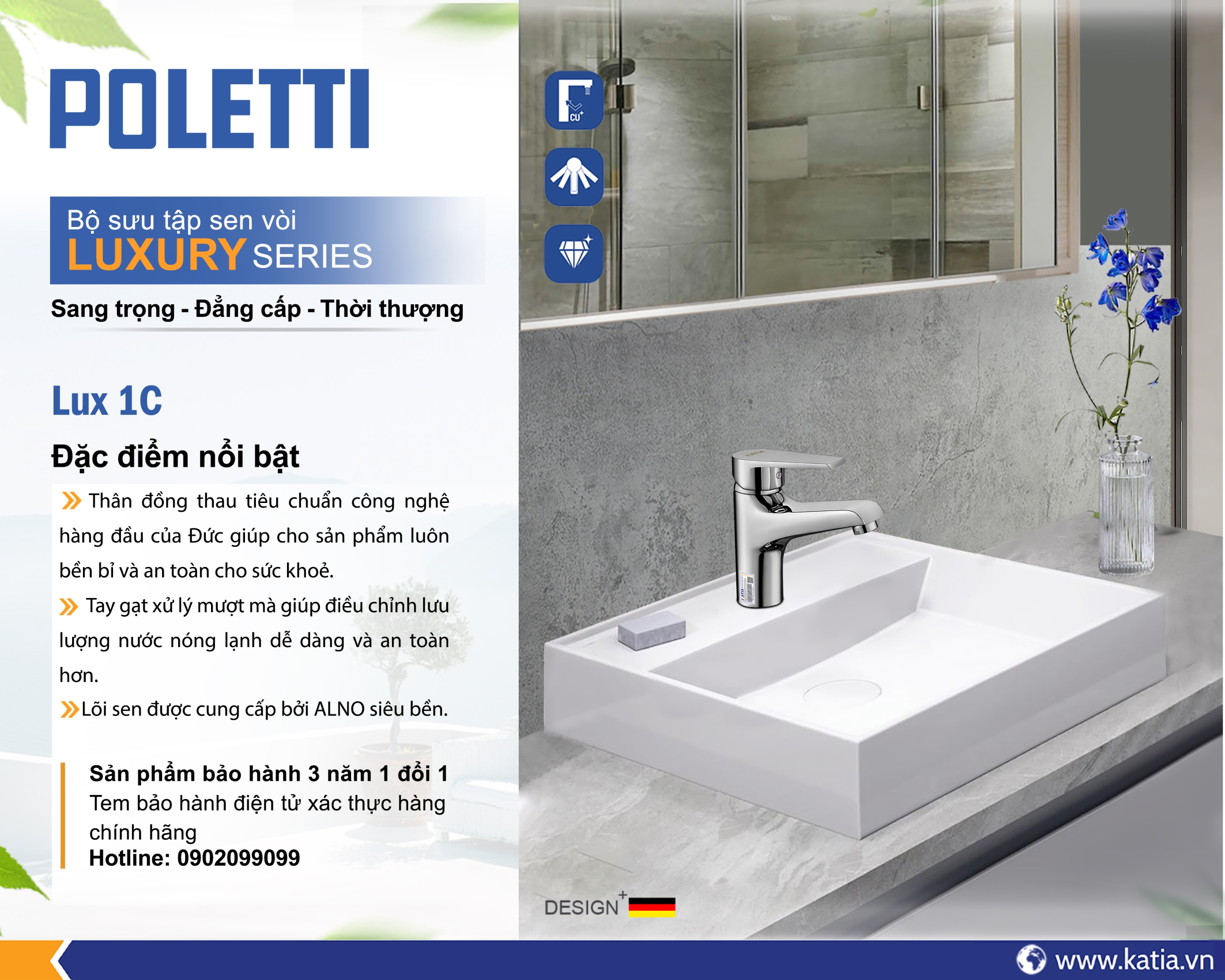 Vòi lavabo 1 chân LUX1C