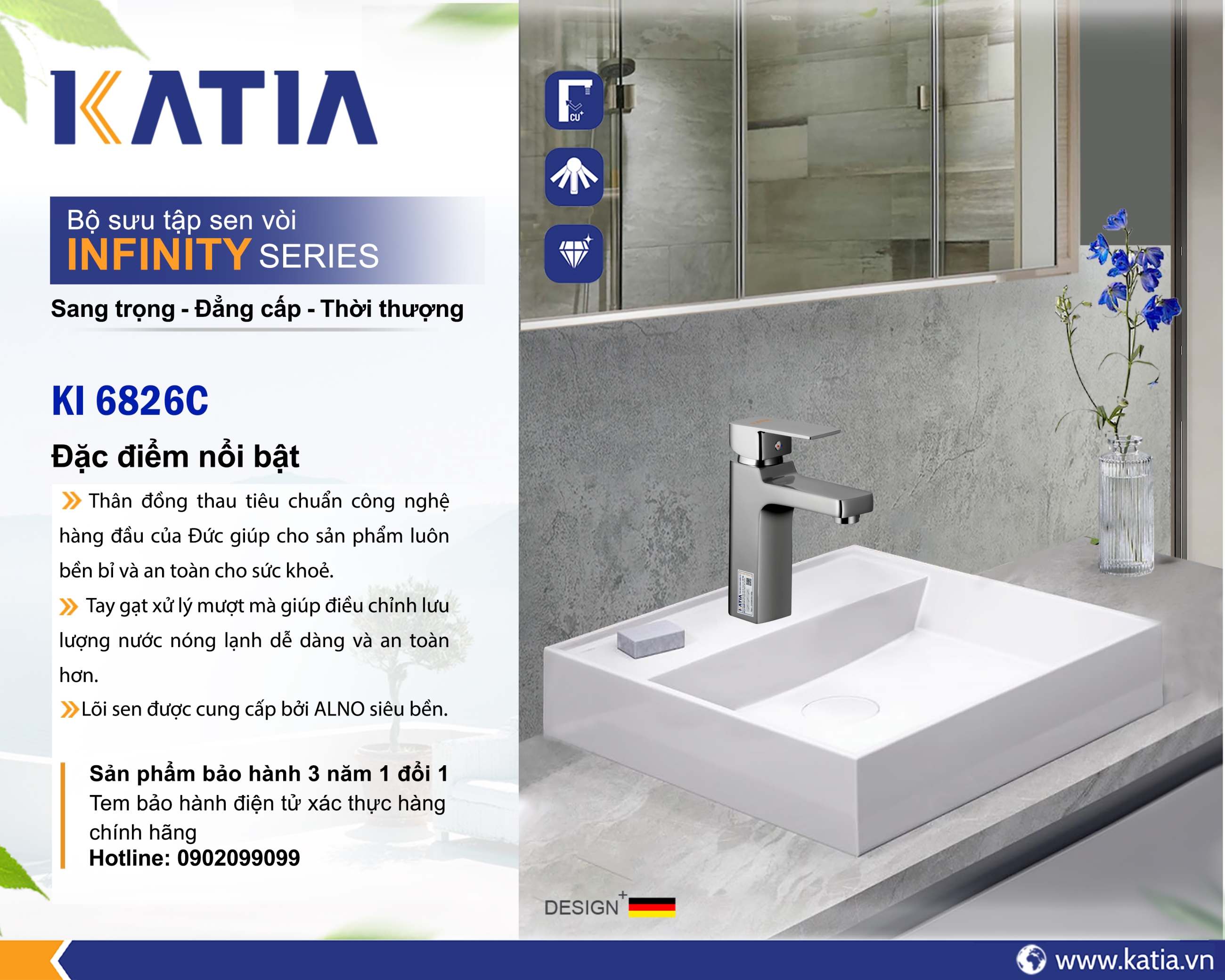 Vòi lavabo 1 chân KI6826C