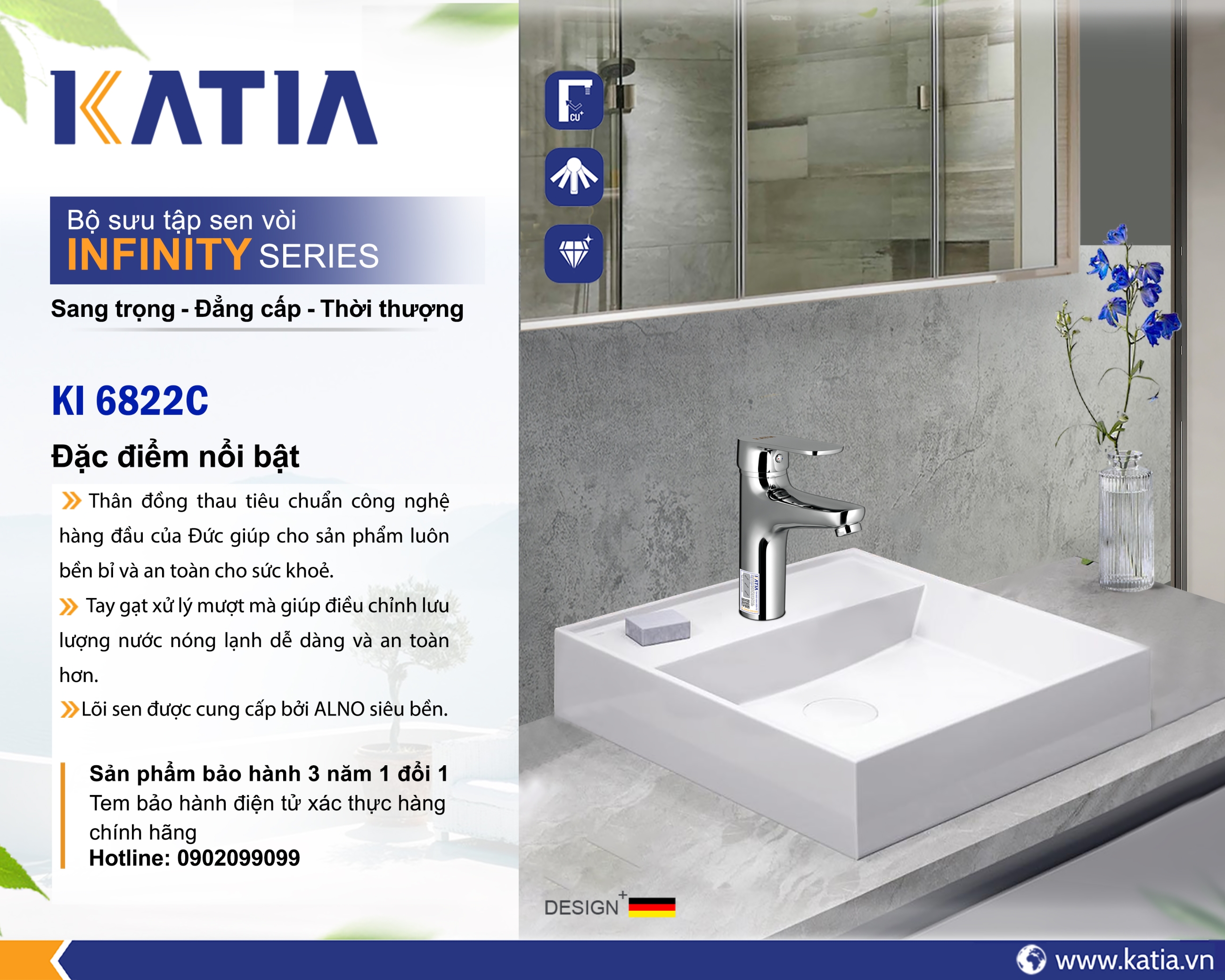 Vòi lavabo 1 chân KI6822C