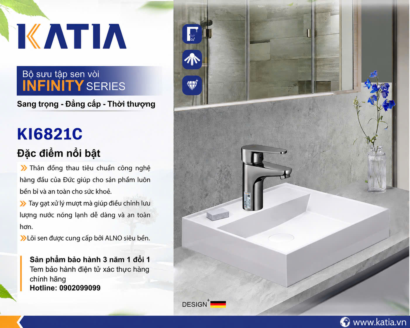 Vòi lavabo 1 chân KI6821C