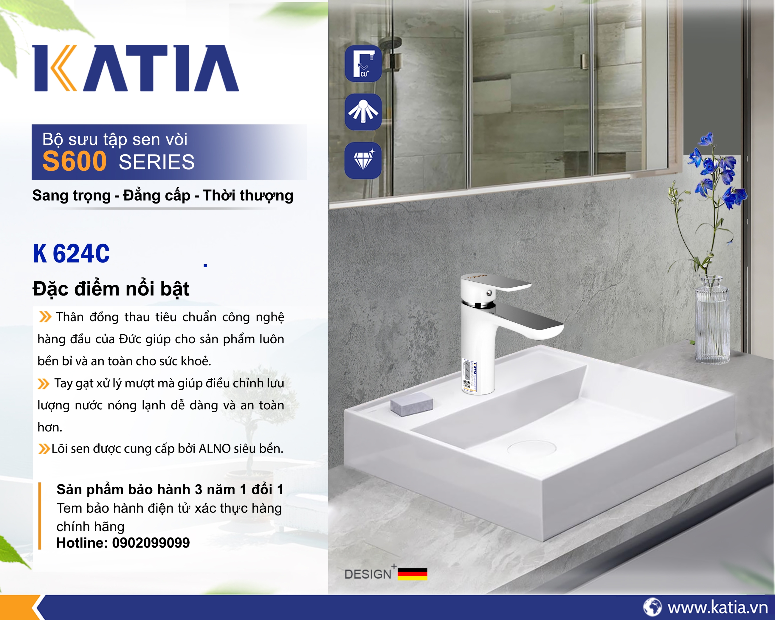 Vòi lavabo 1 chân K624C