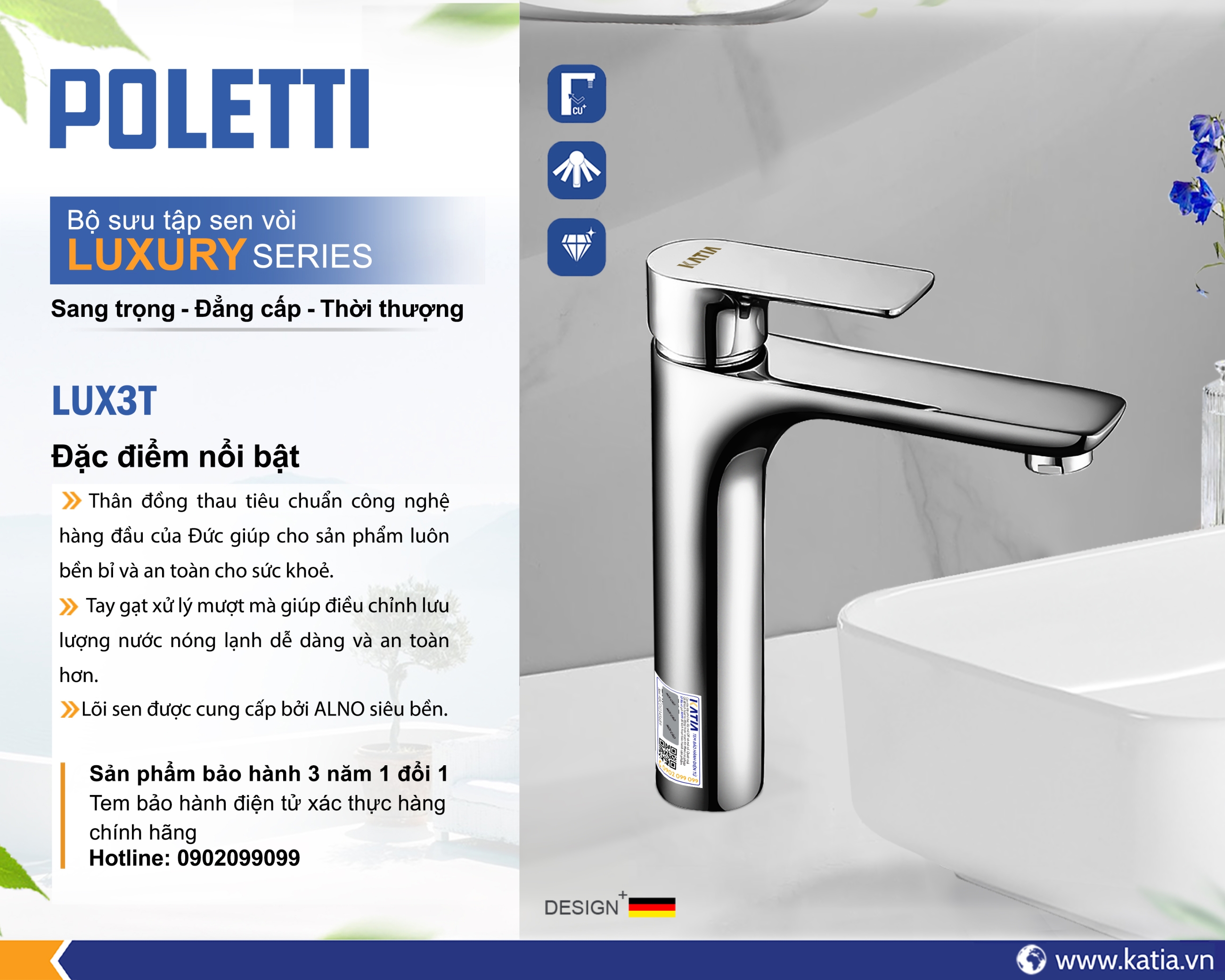 Vòi lavabo 1 chân LUX3T