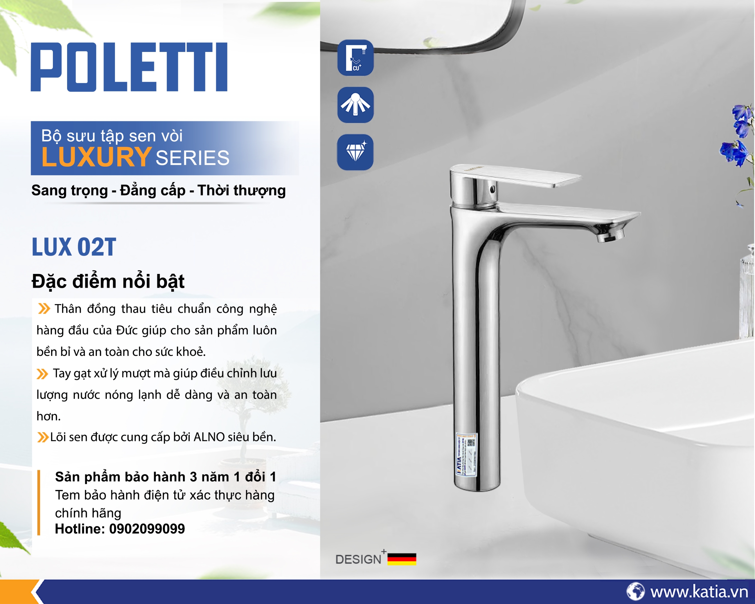 Vòi lavabo 1 chân LUX02T