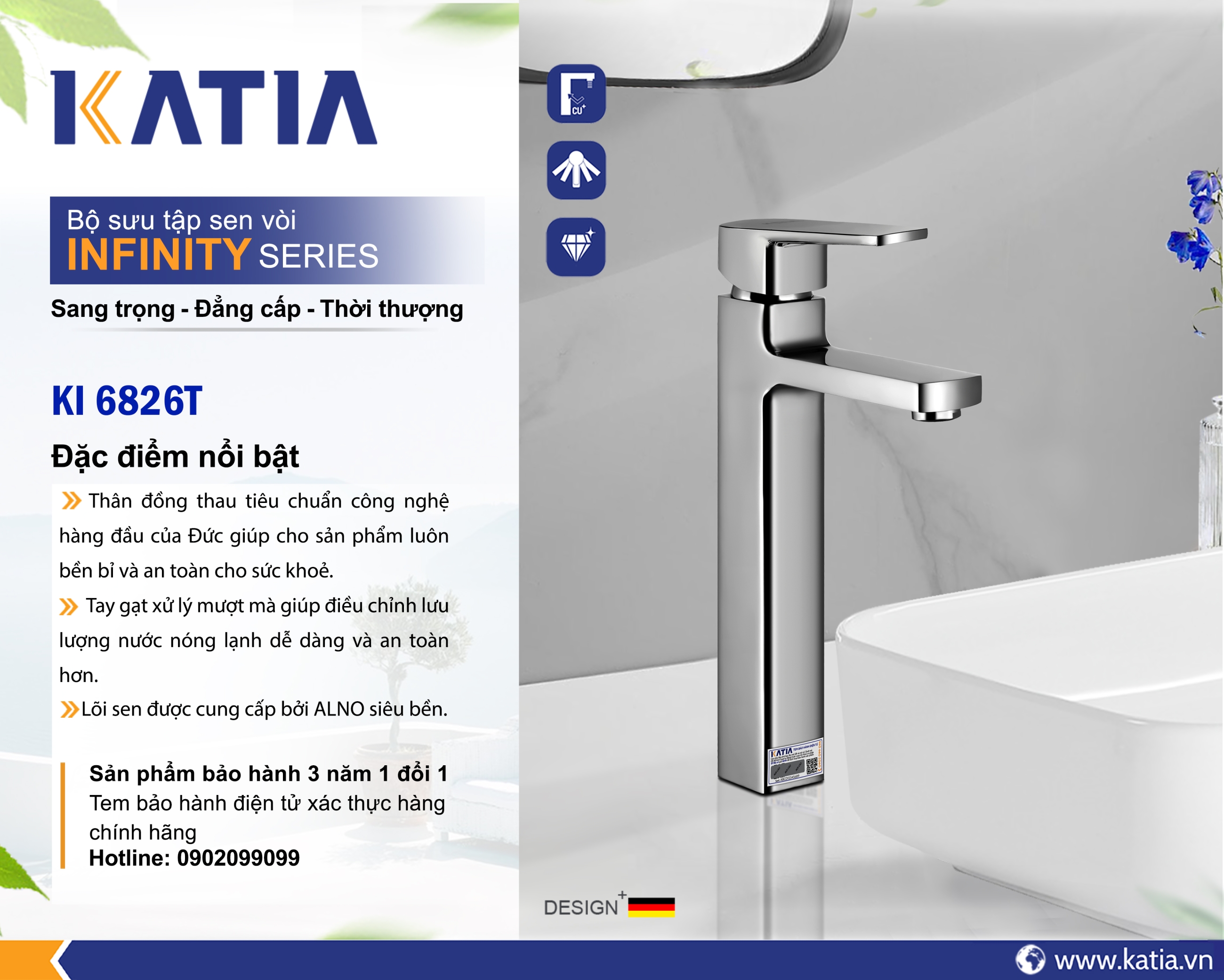 Vòi lavabo 1 chân KI6826T