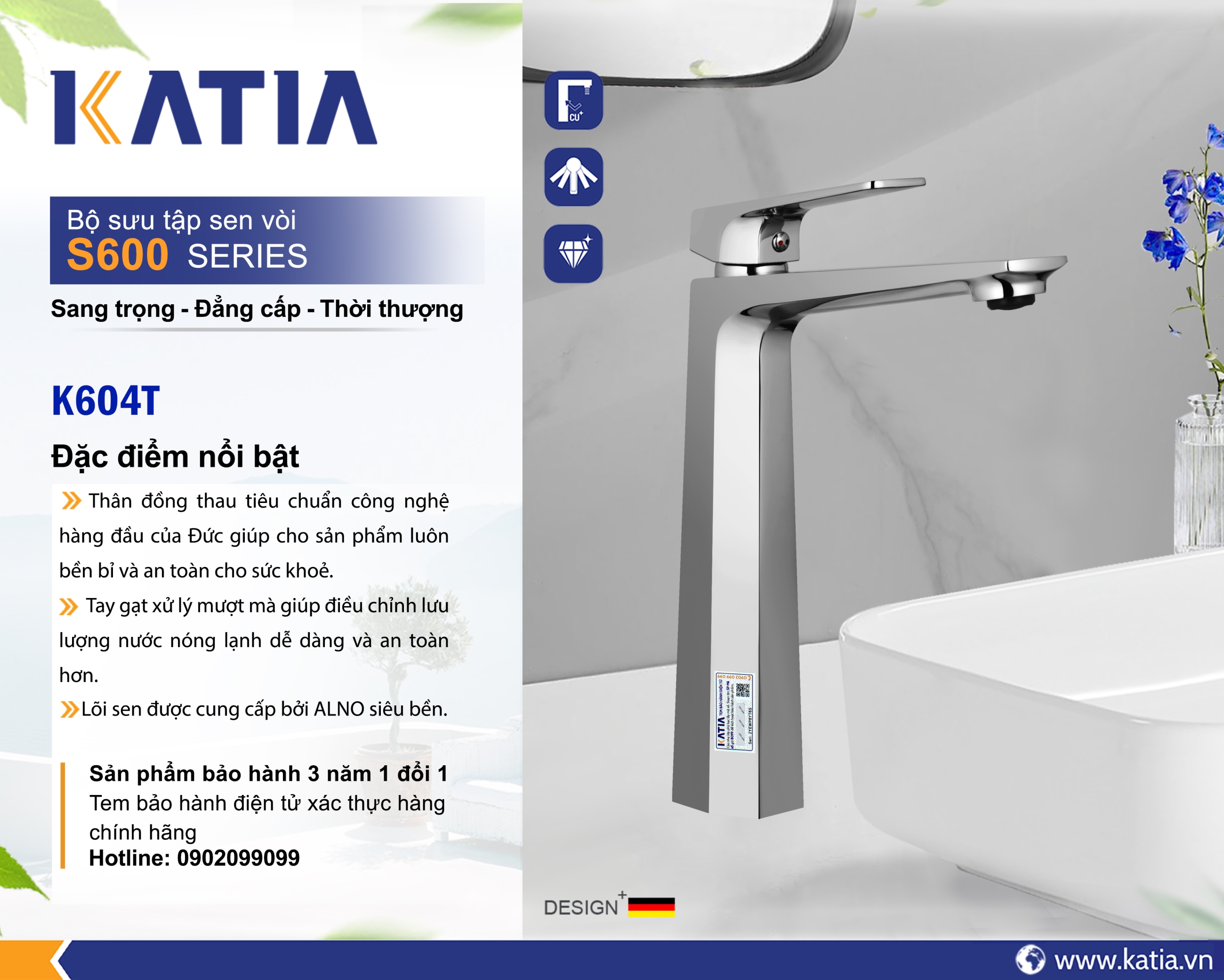 Vòi lavabo 1 chân K604T