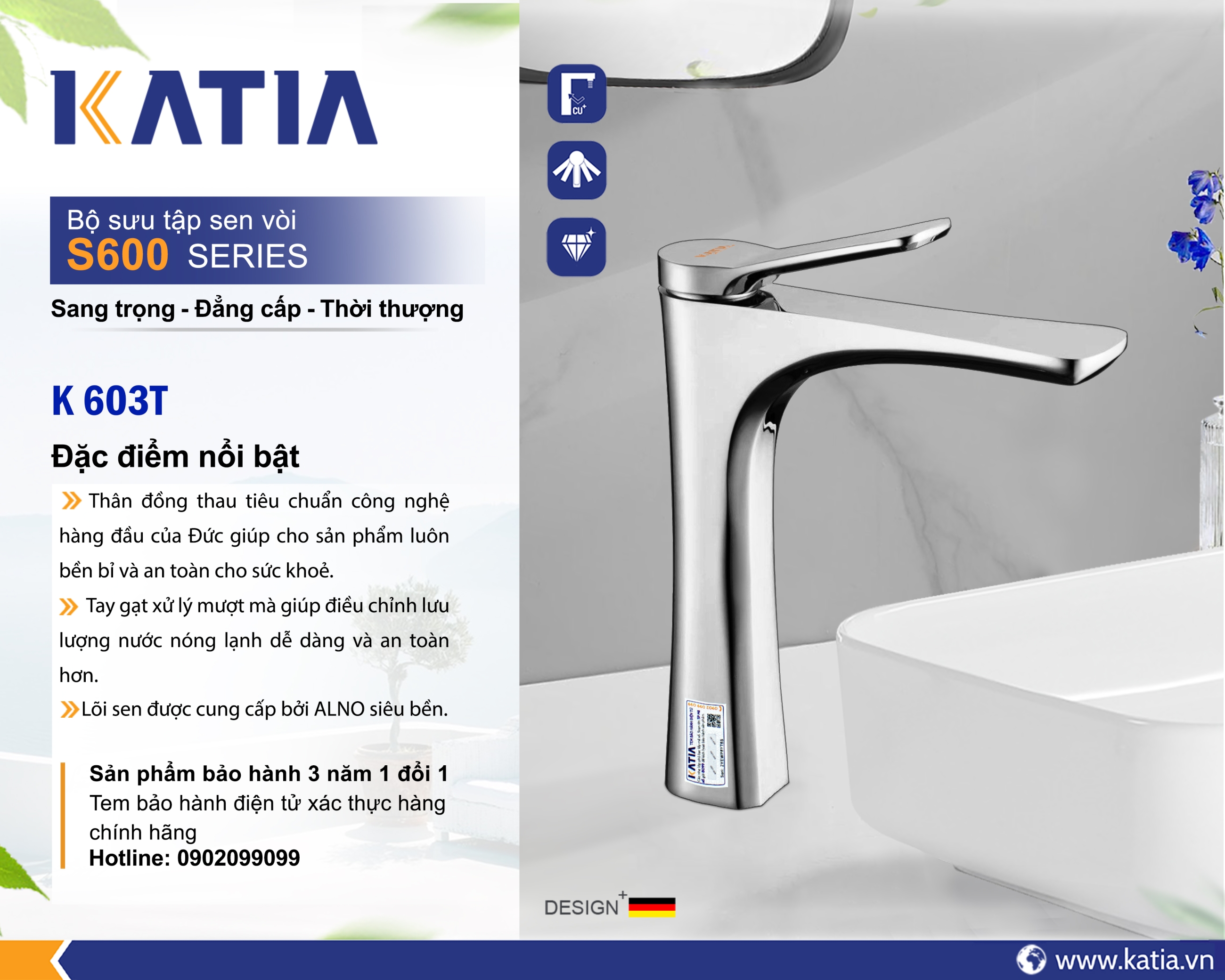 Vòi lavabo 1 chân K603T