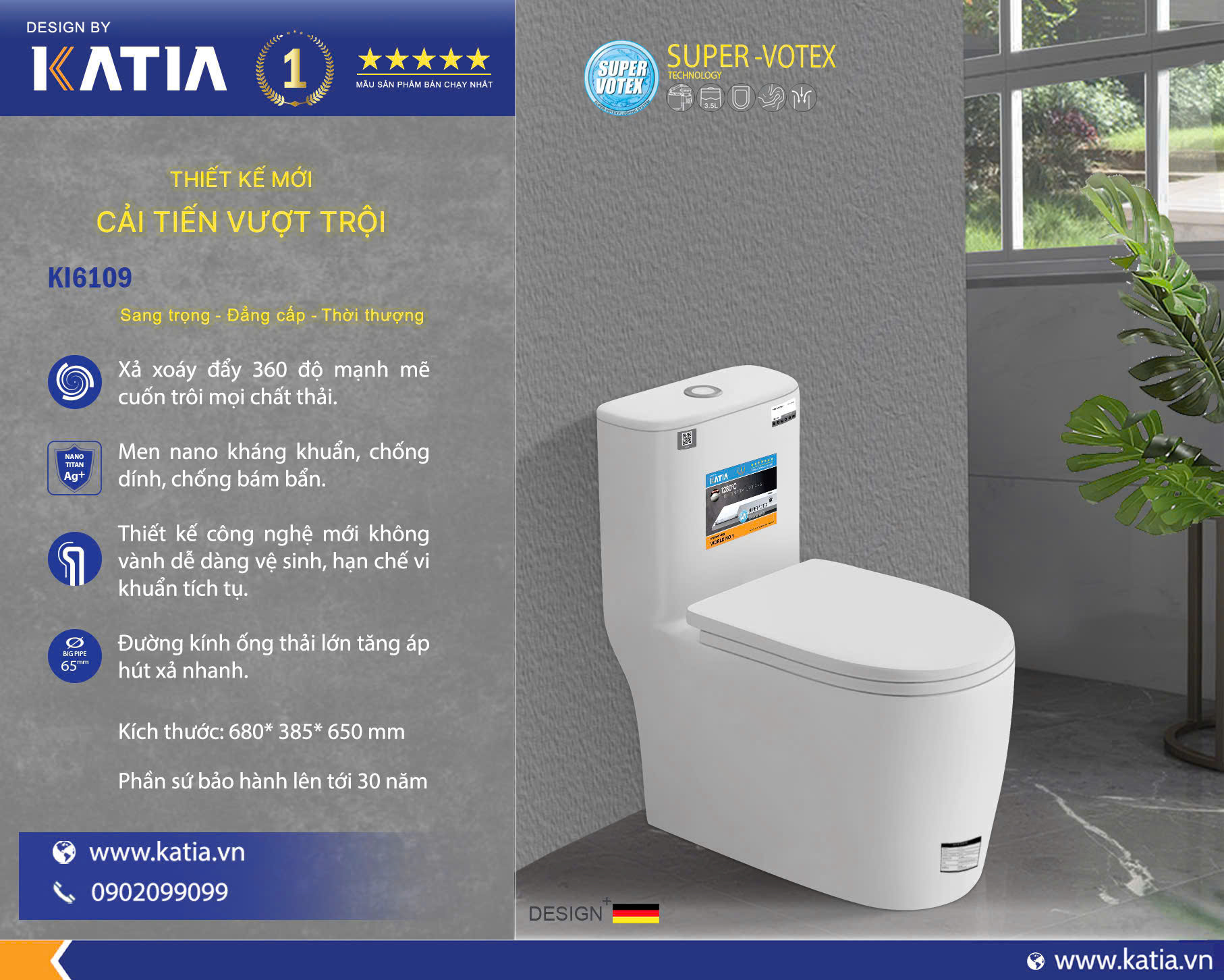 Bàn cầu liền khối KI6109