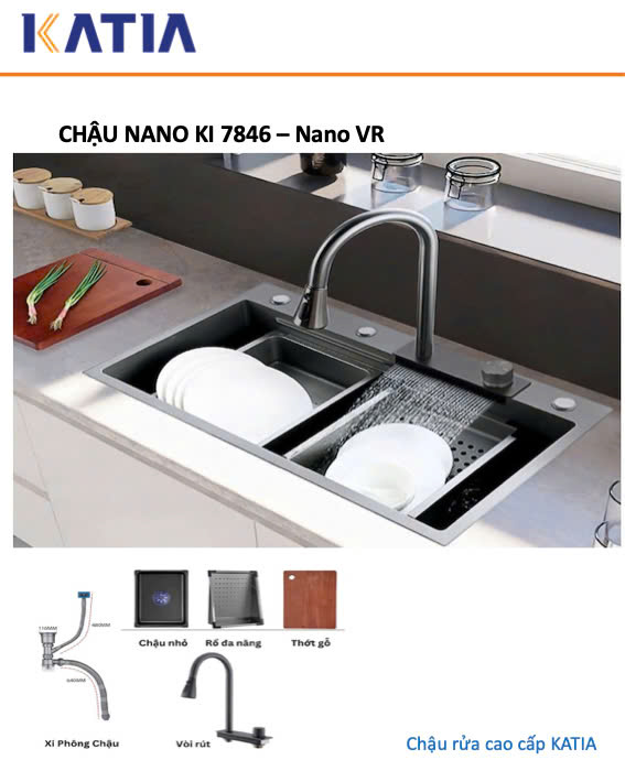 Chậu rửa bát cao cấp KI7846Nano-VR