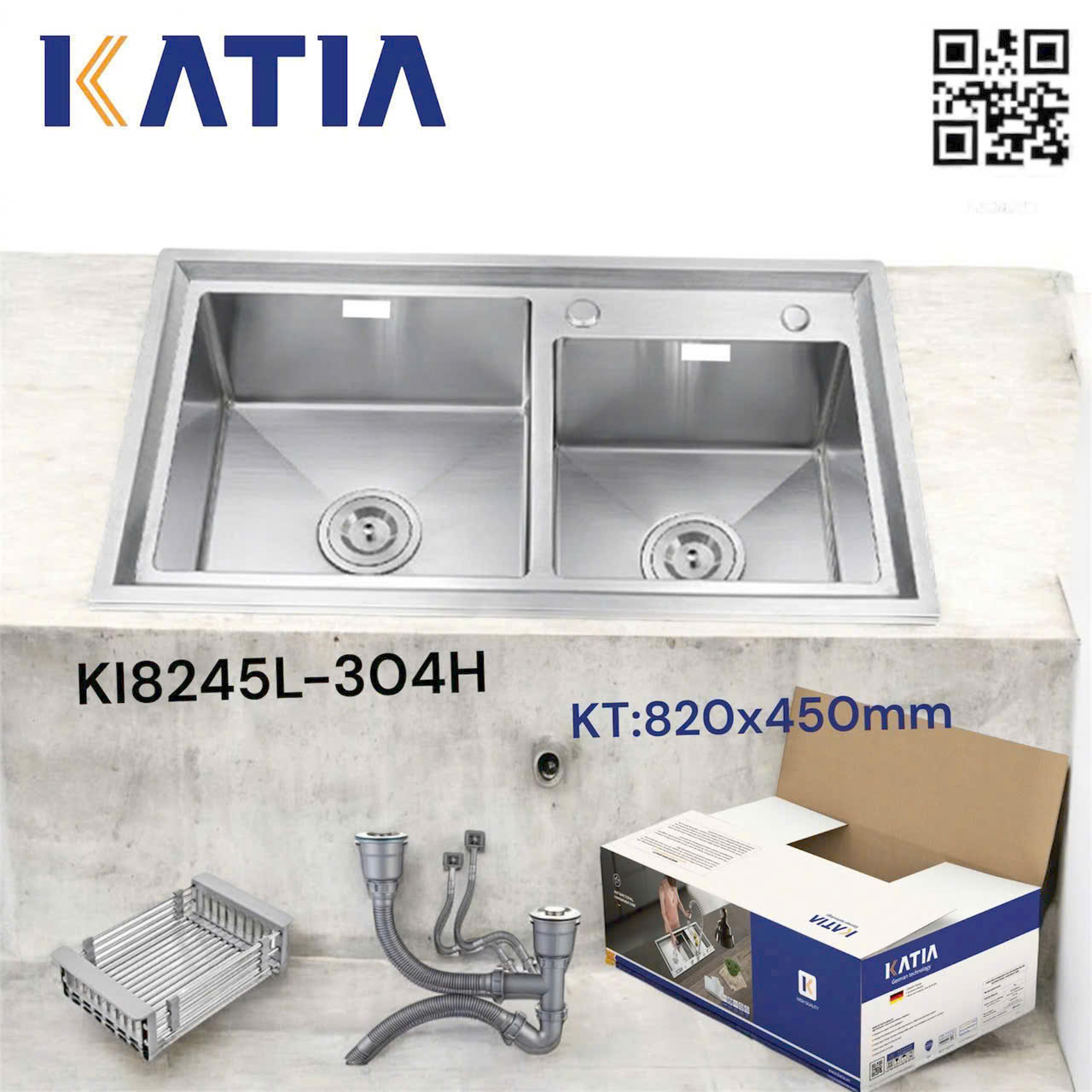 Chậu rửa bát cao cấp KI8245L-304H