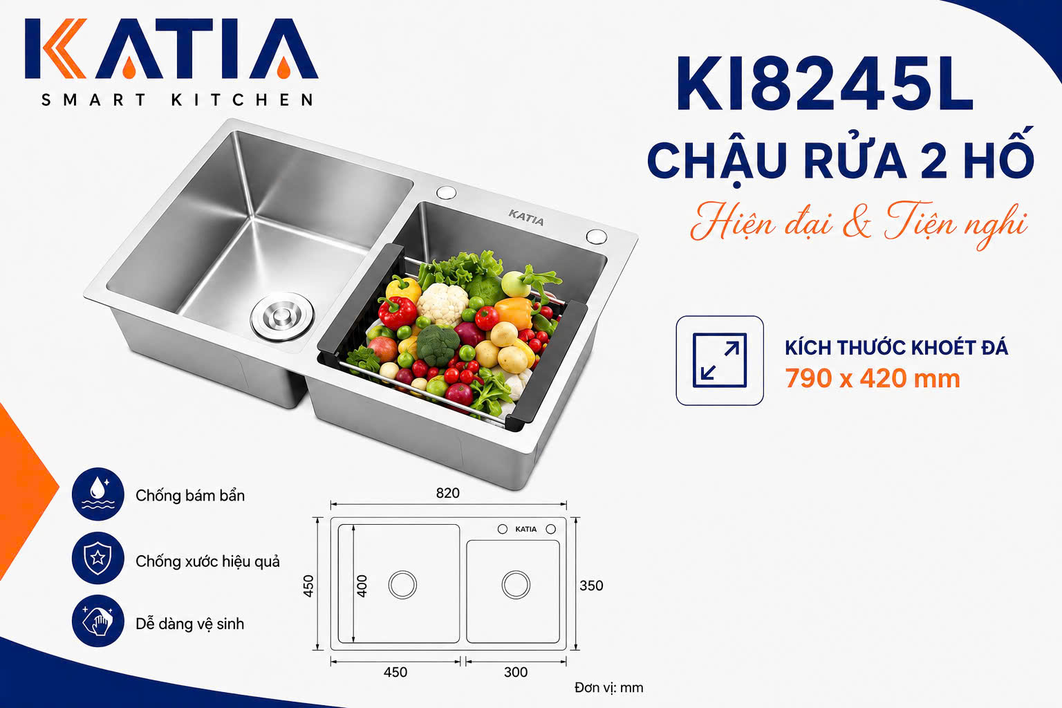 Chậu rửa bát cao cấp KI8245L