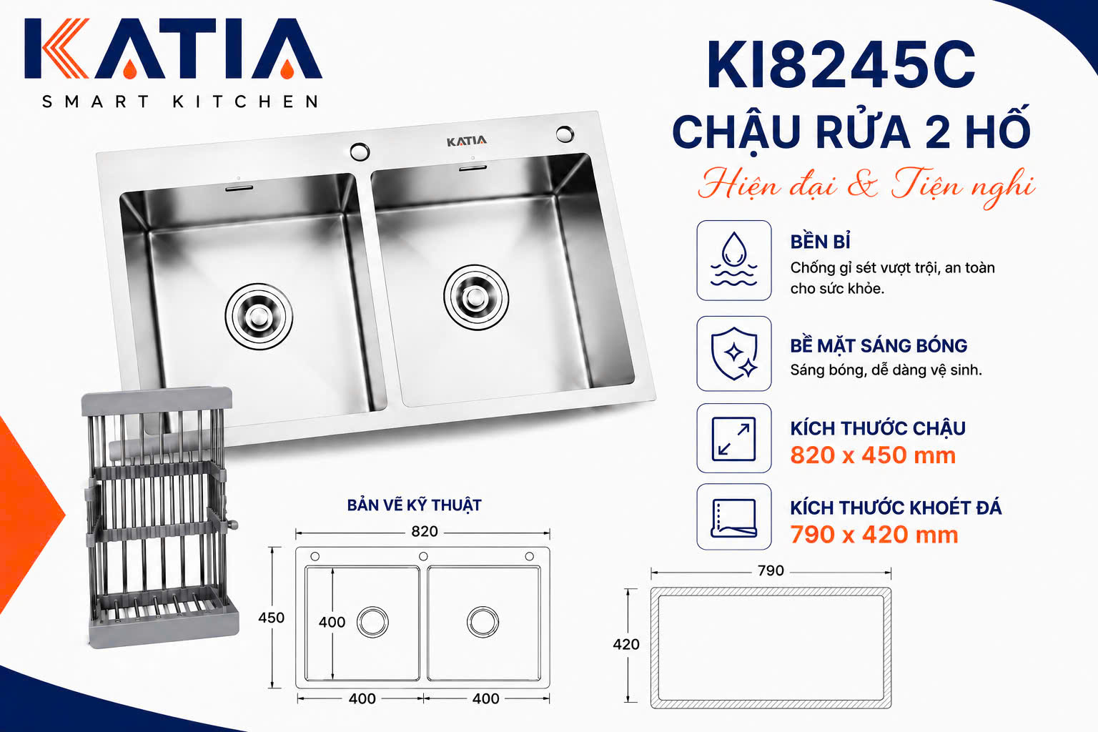 Chậu rửa bát cao cấp KI8245C