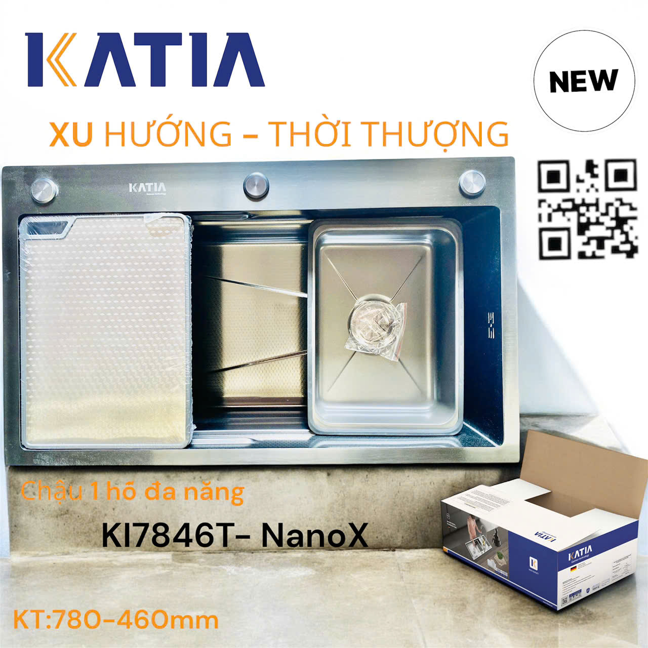Chậu rửa bát cao cấp KI7846T-NanoX