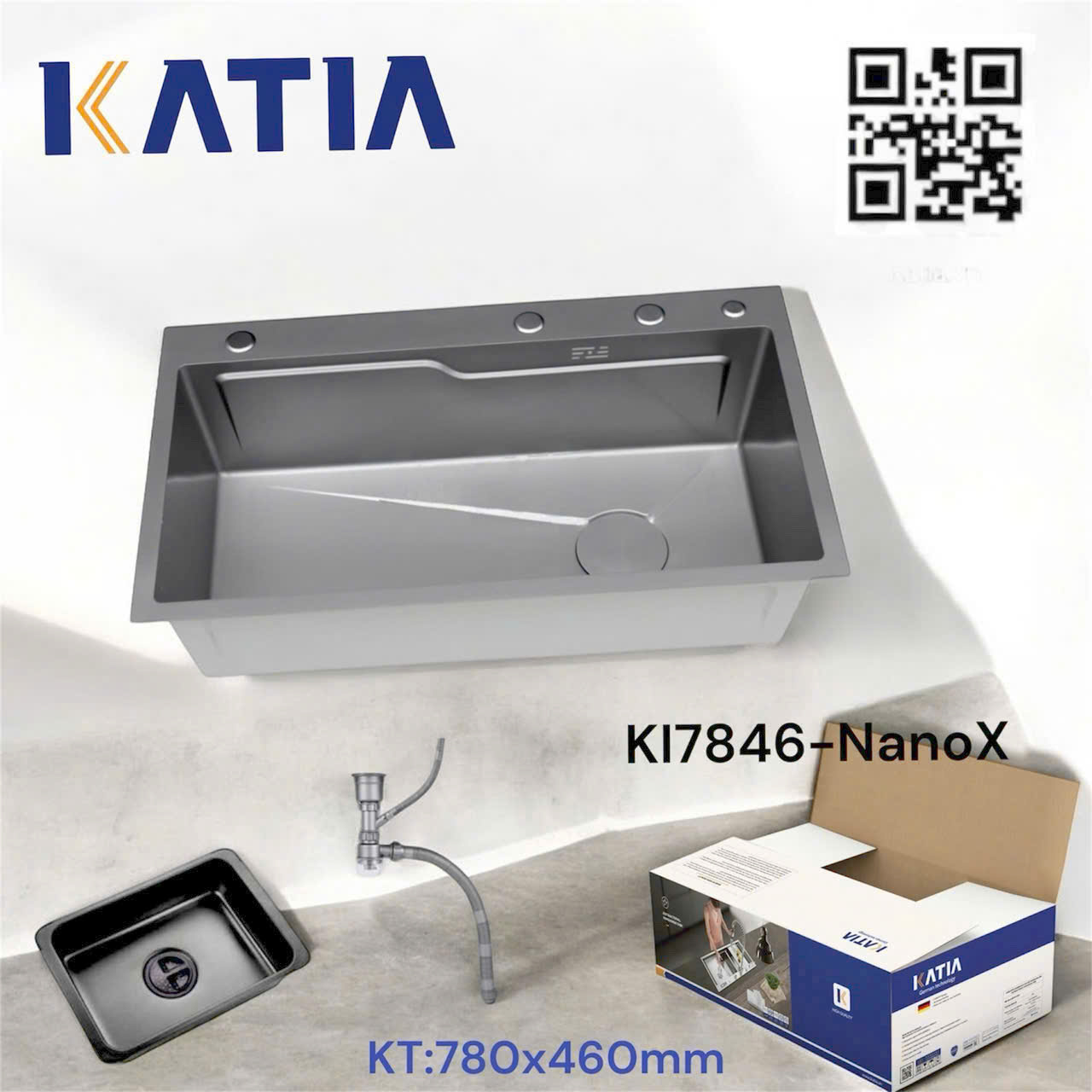 Chậu rửa bát cao cấp KI7846-NanoX