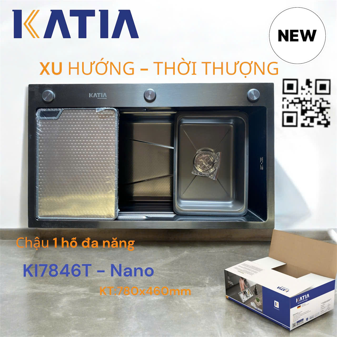 Chậu rửa bát cao cấp KI7846T-Nano